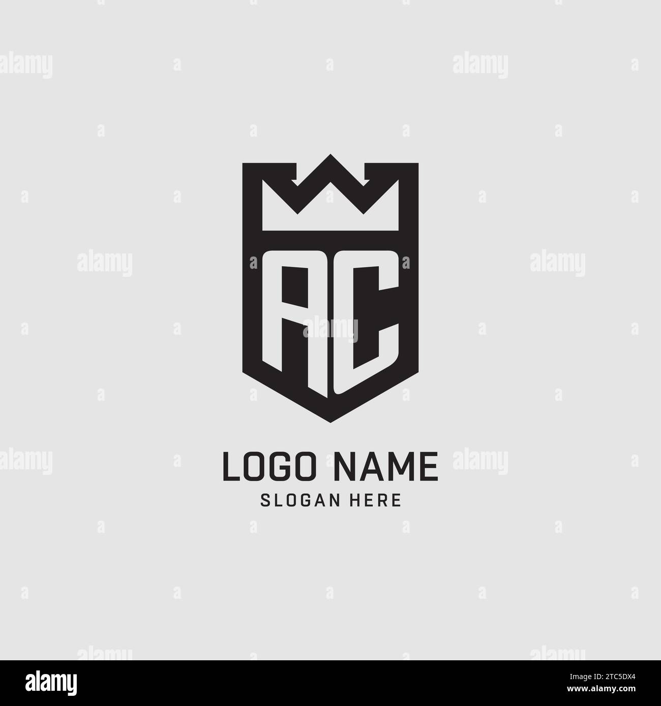 Initial AC logo shield shape, creative esport logo design vector graphic Stock Vector