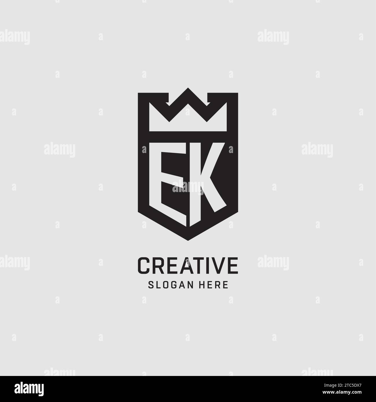 Initial EK logo shield shape, creative esport logo design vector graphic Stock Vector