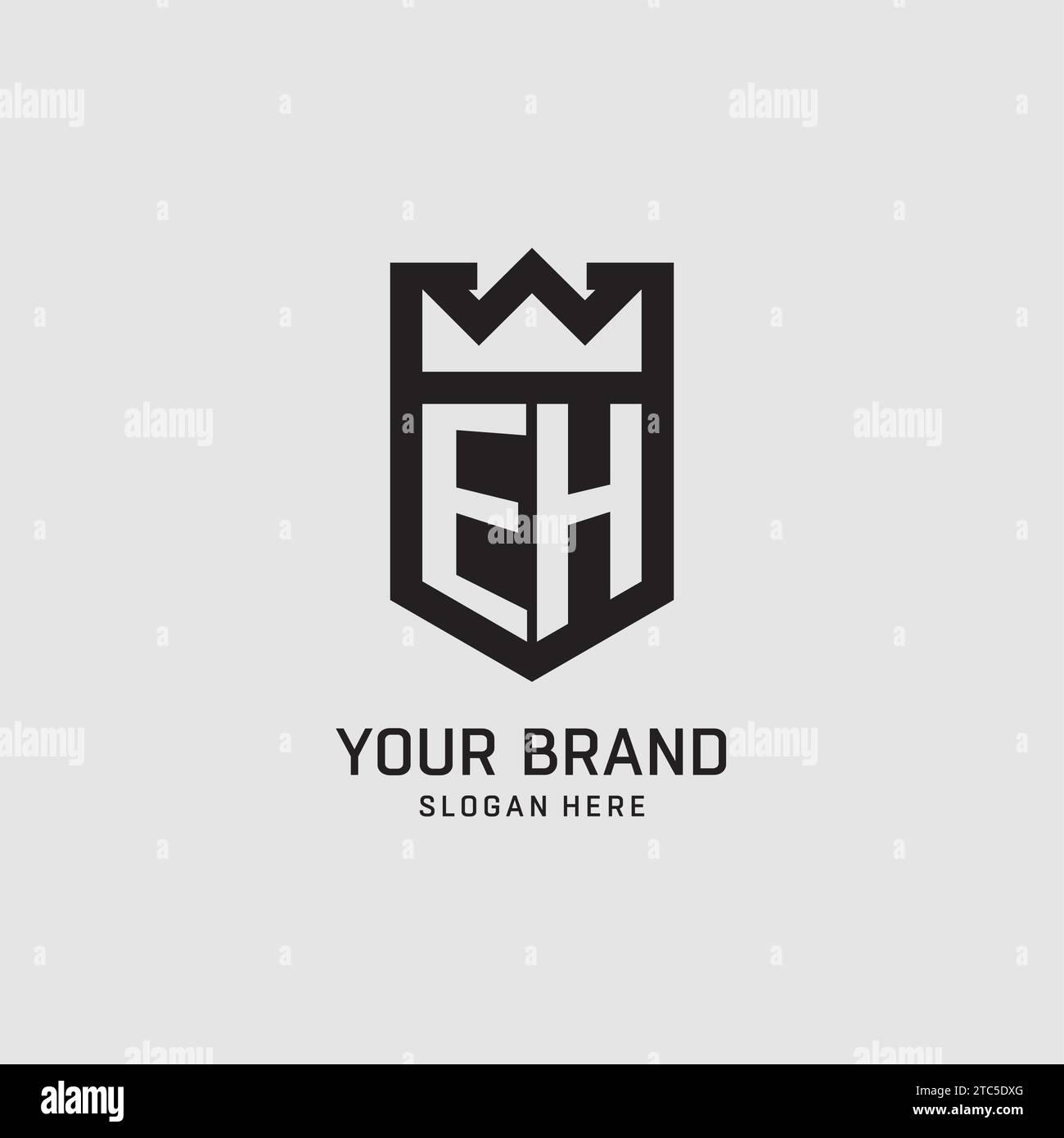 Initial EH logo shield shape, creative esport logo design vector graphic Stock Vector