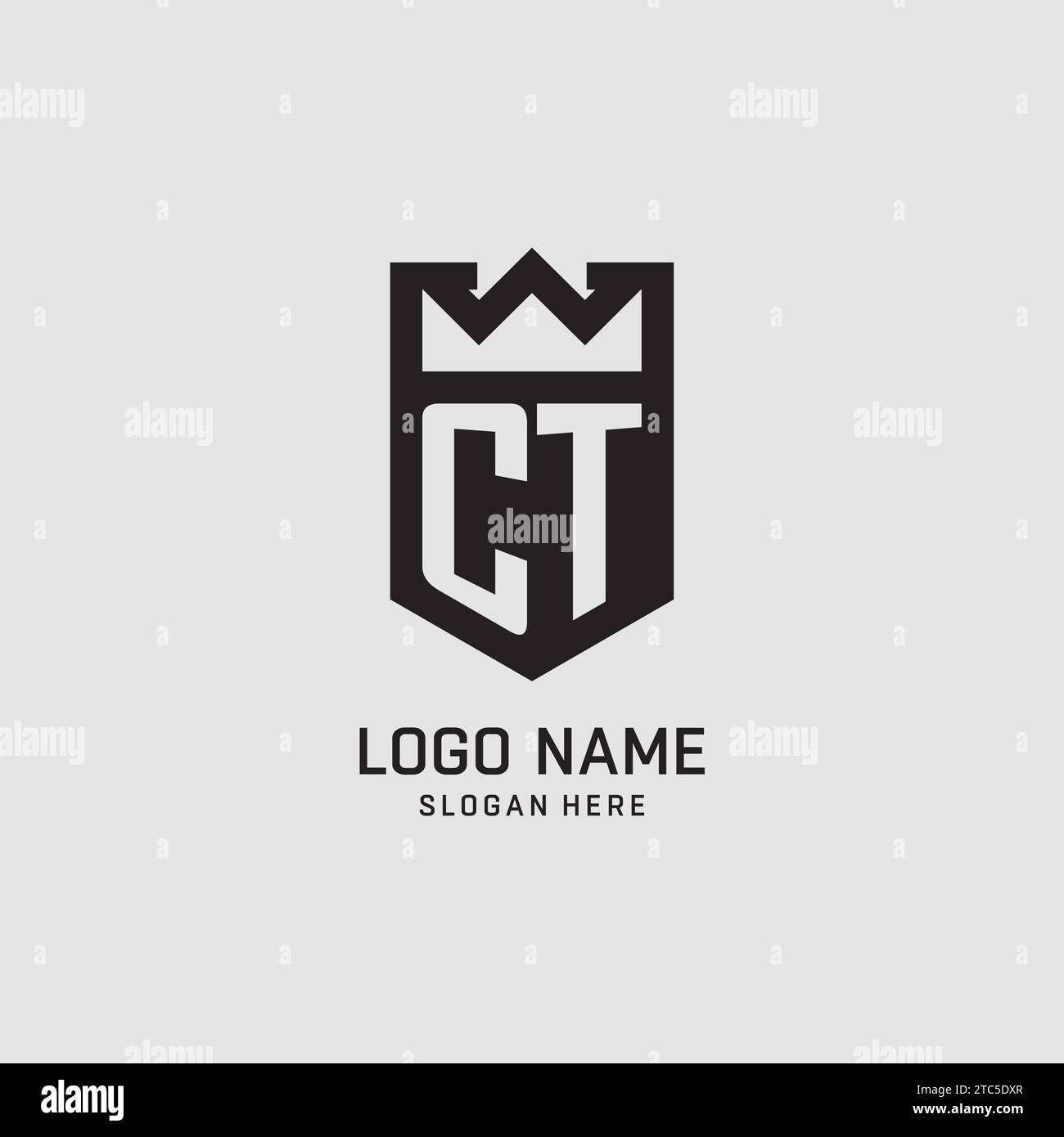 Initial CT logo shield shape, creative esport logo design vector graphic Stock Vector