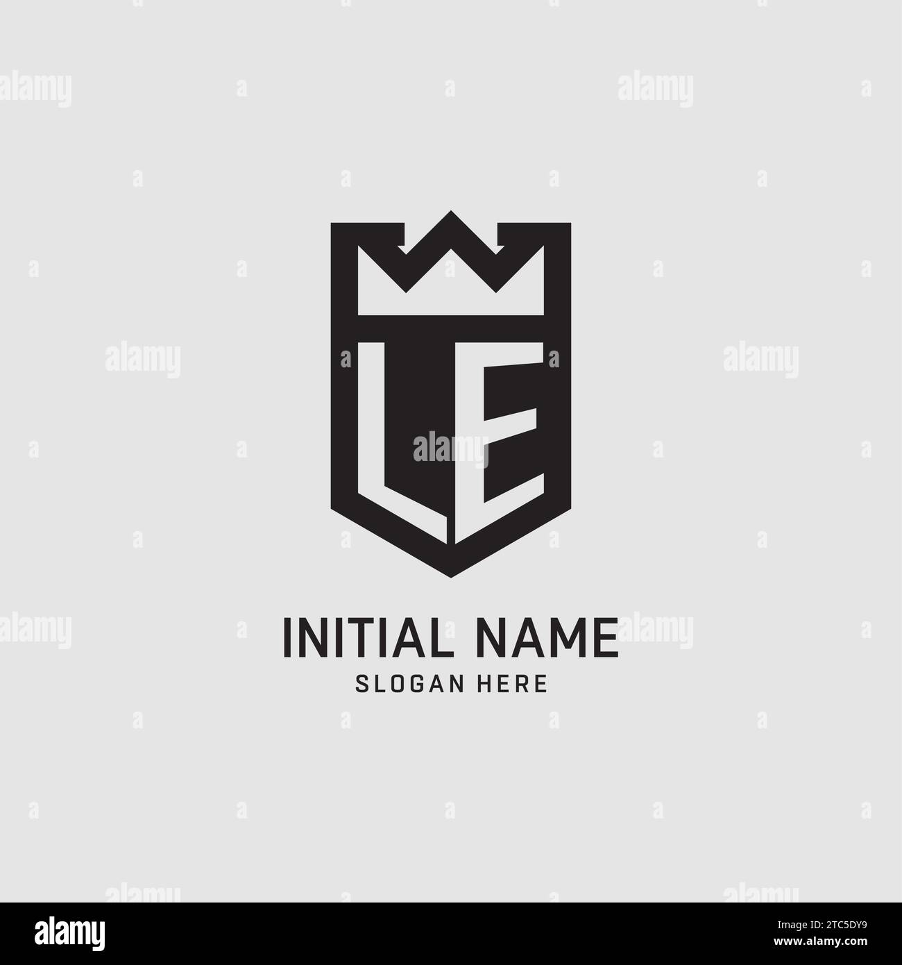 Initial LE logo shield shape, creative esport logo design vector graphic Stock Vector