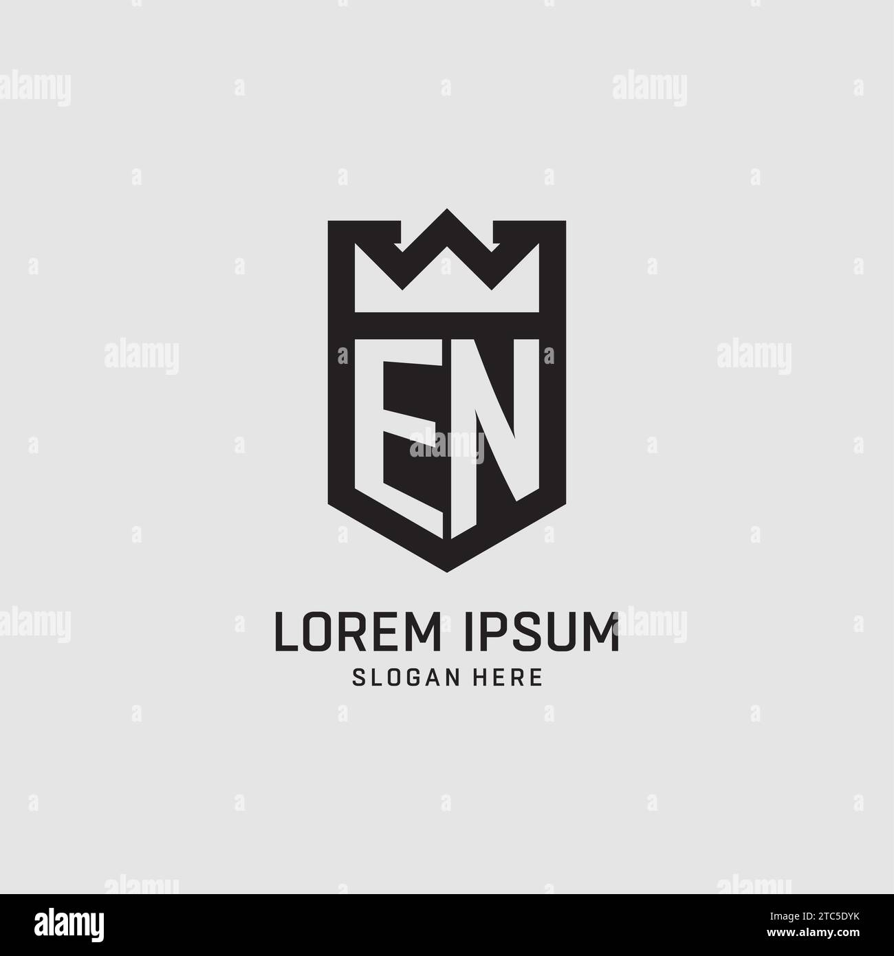 Initial EN logo shield shape, creative esport logo design vector graphic Stock Vector
