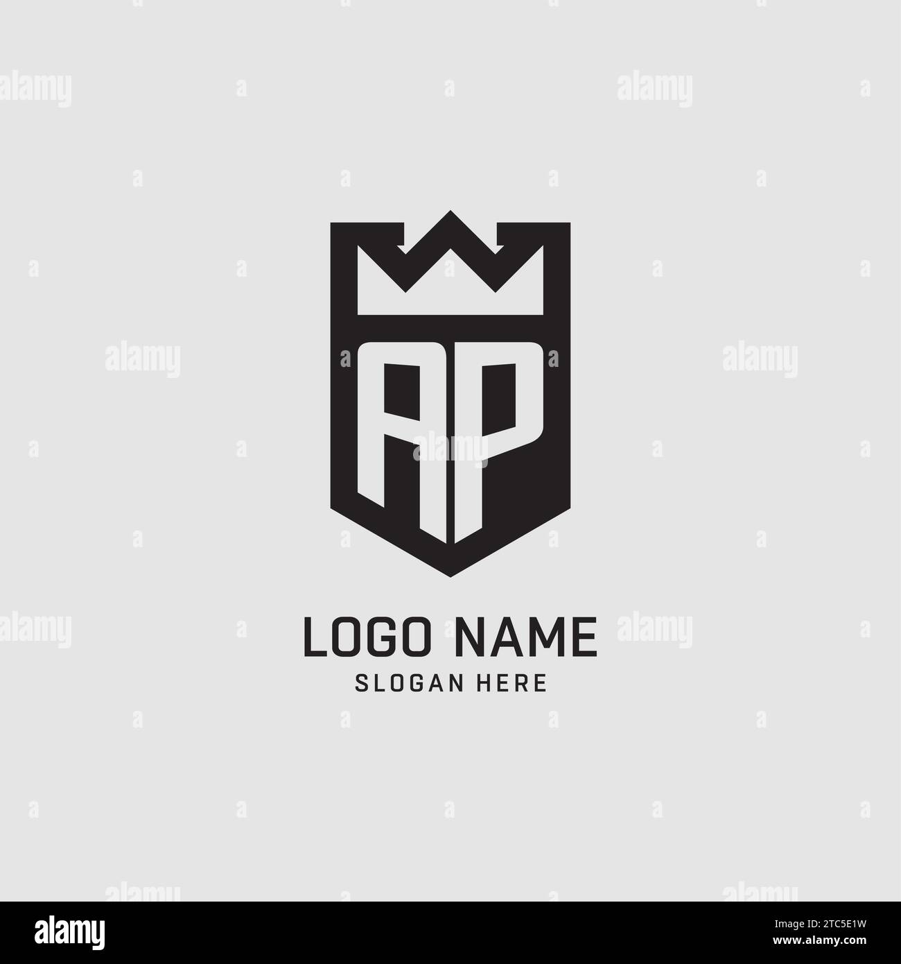 Initial AP logo shield shape, creative esport logo design vector graphic Stock Vector