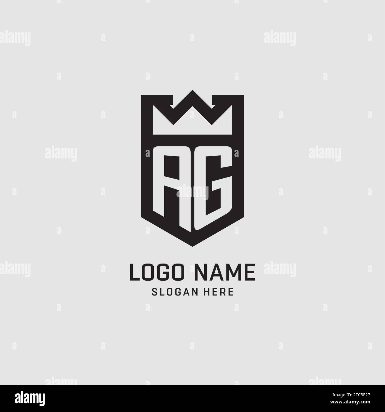 Initial AG logo shield shape, creative esport logo design vector graphic Stock Vector