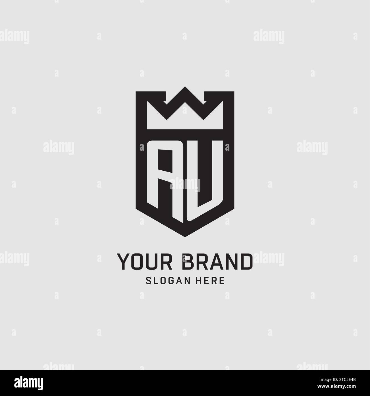 Initial AU logo shield shape, creative esport logo design vector graphic Stock Vector