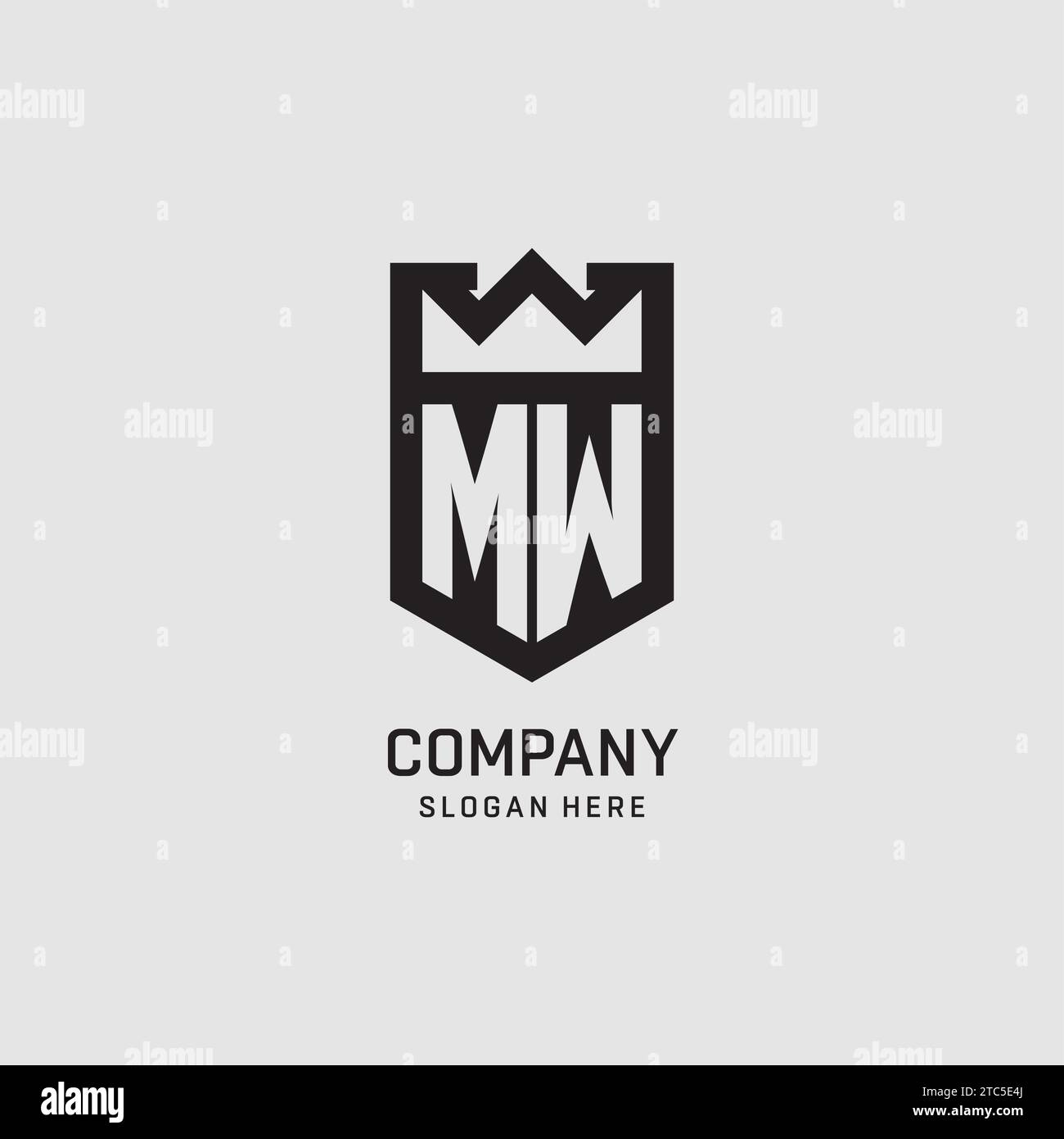 Initial MW logo shield shape, creative esport logo design vector graphic Stock Vector