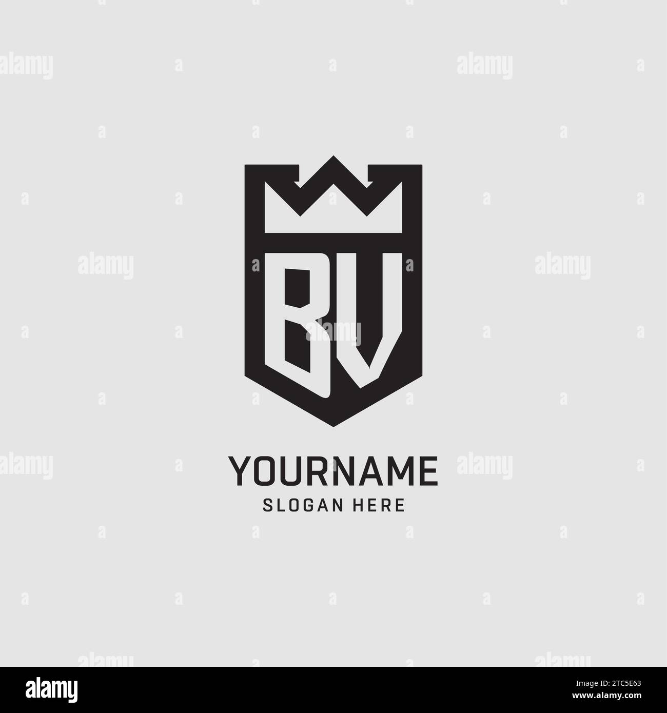 Initial BV logo shield shape, creative esport logo design vector graphic Stock Vector