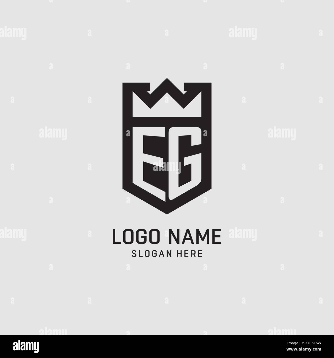 Initial EG logo shield shape, creative esport logo design vector graphic Stock Vector