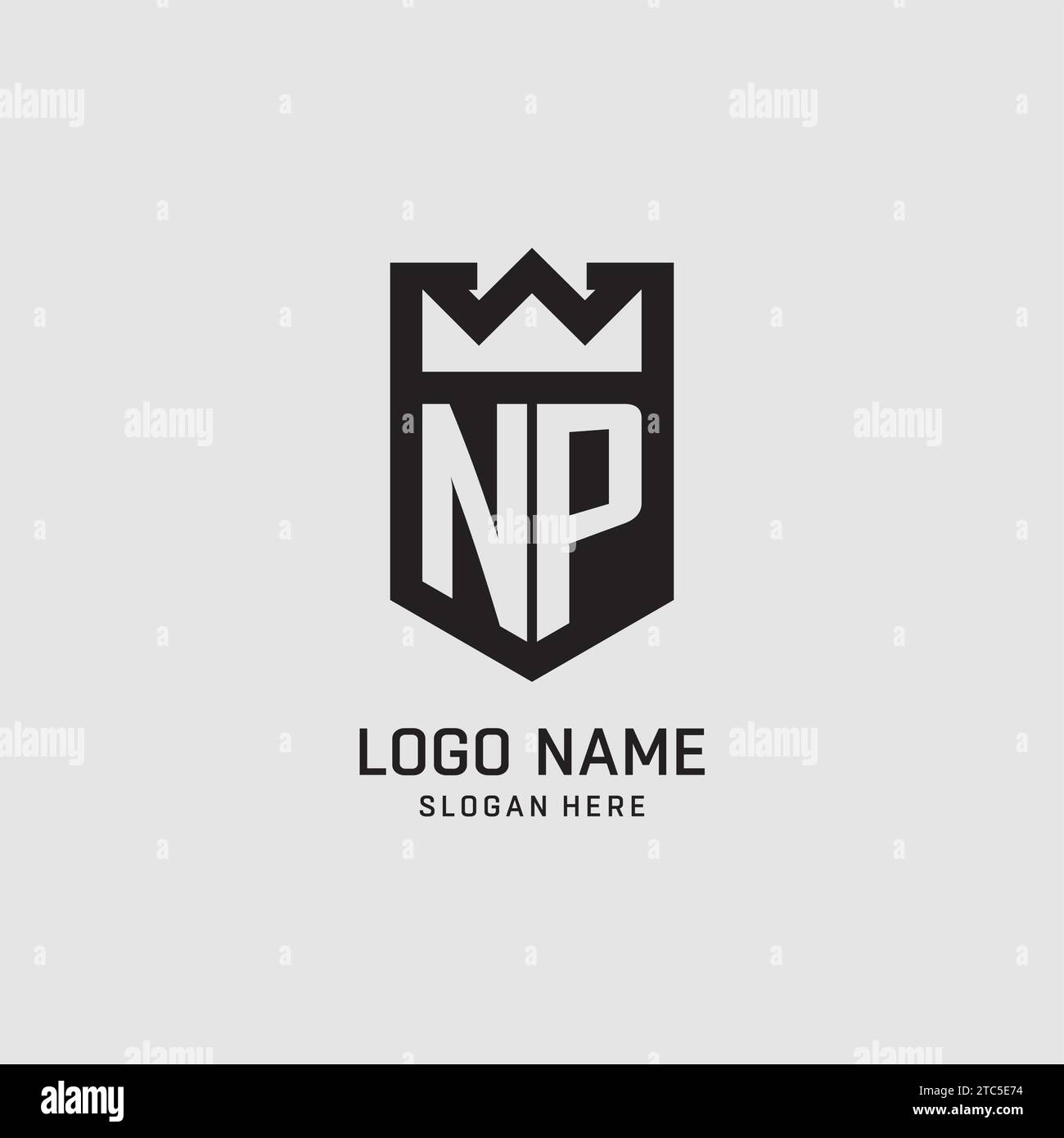 Initial NP logo shield shape, creative esport logo design vector graphic Stock Vector