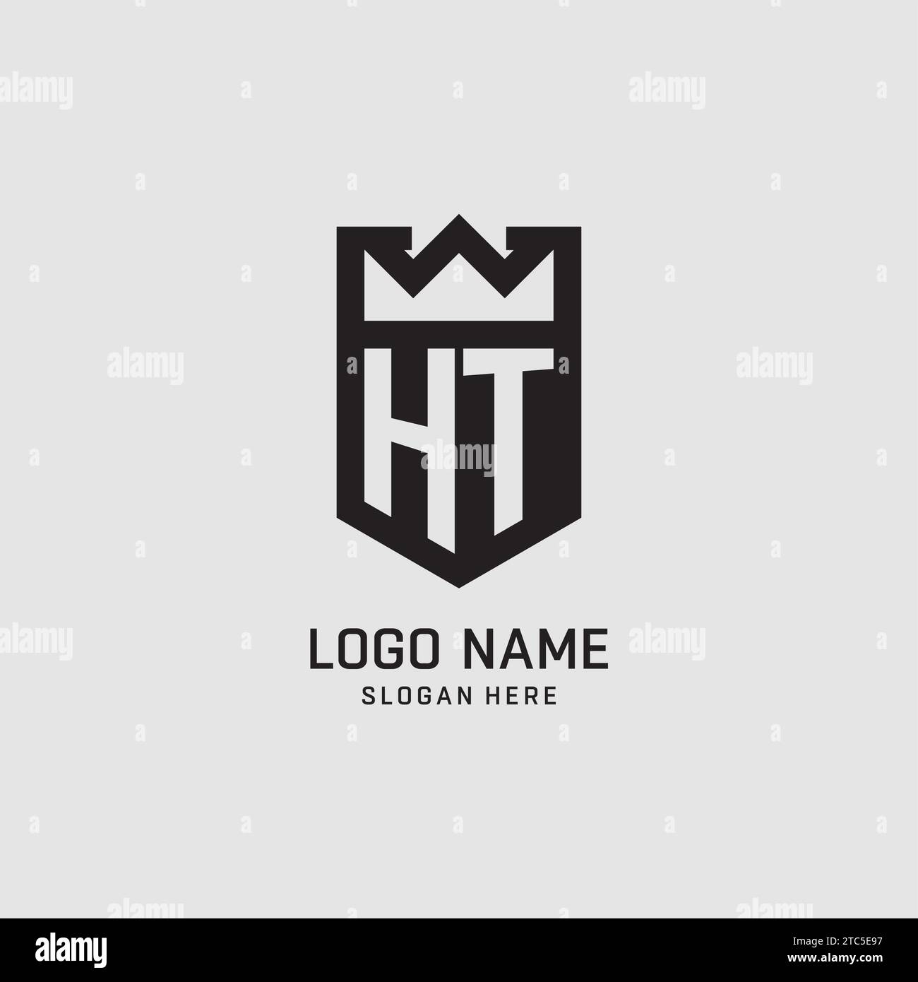 Initial HT logo shield shape, creative esport logo design vector graphic Stock Vector