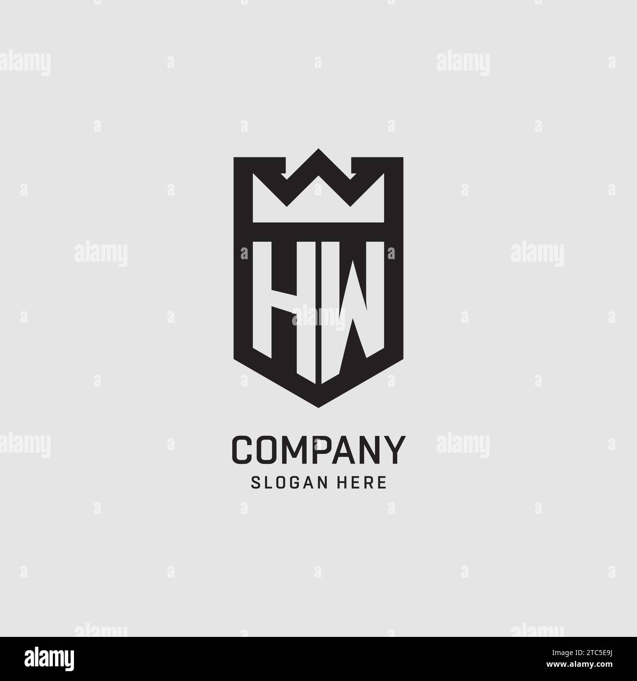Initial HW logo shield shape, creative esport logo design vector graphic Stock Vector