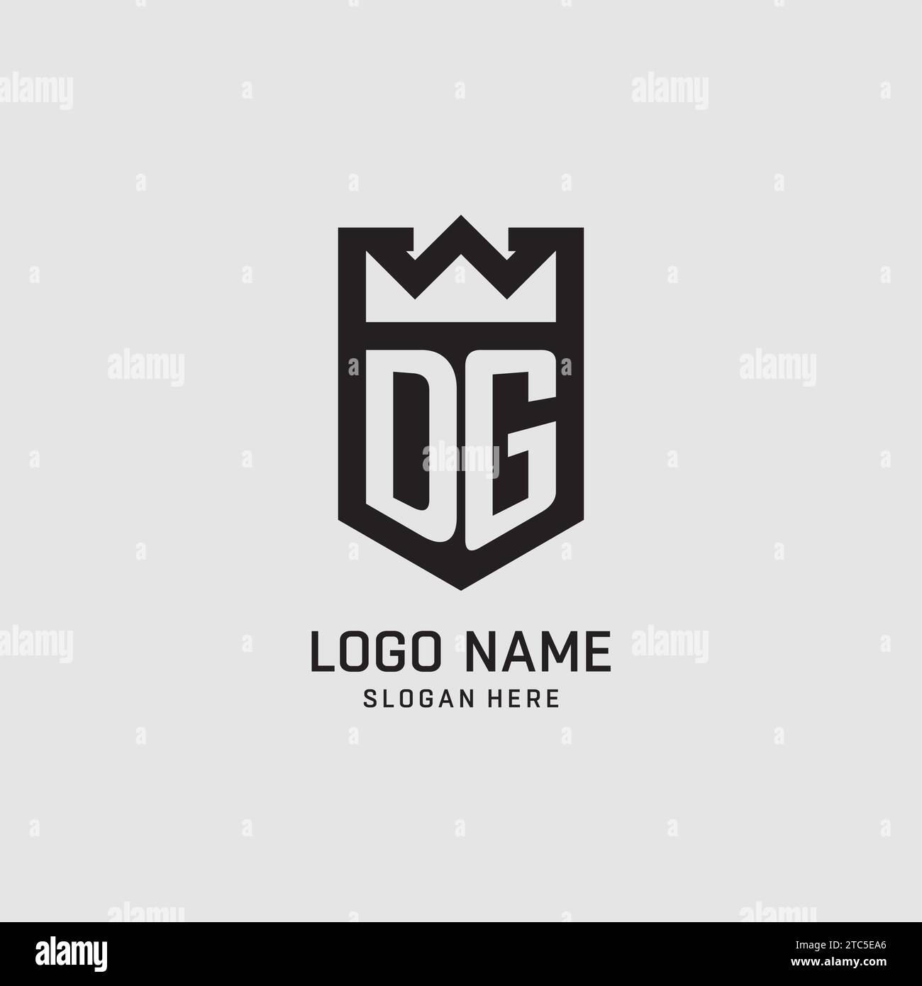 Initial DG logo shield shape, creative esport logo design vector graphic Stock Vector