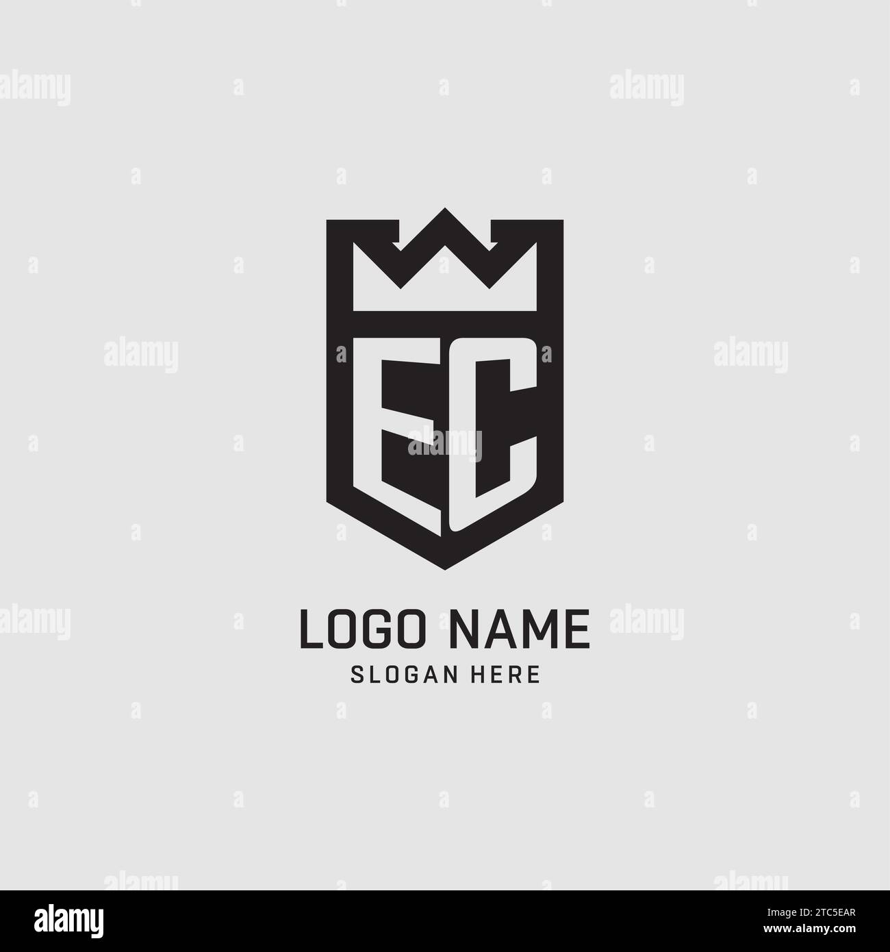 Initial EC logo shield shape, creative esport logo design vector graphic Stock Vector