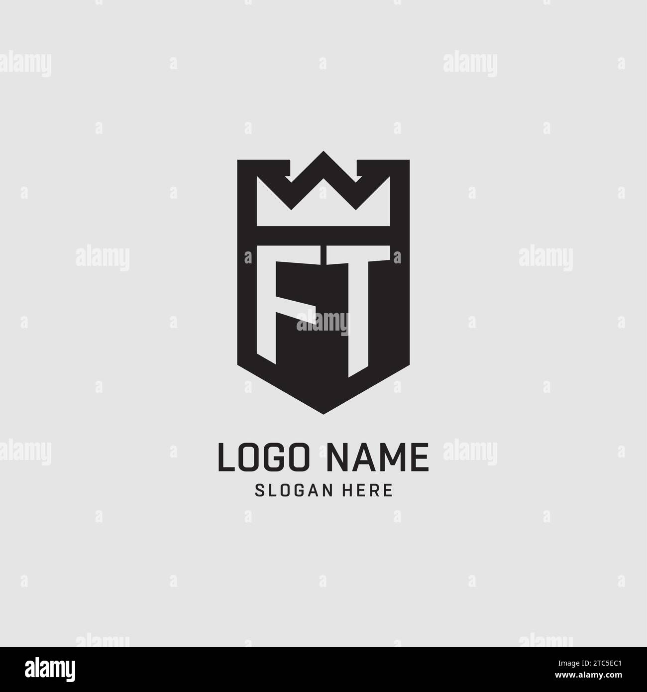 Initial FT logo shield shape, creative esport logo design vector ...