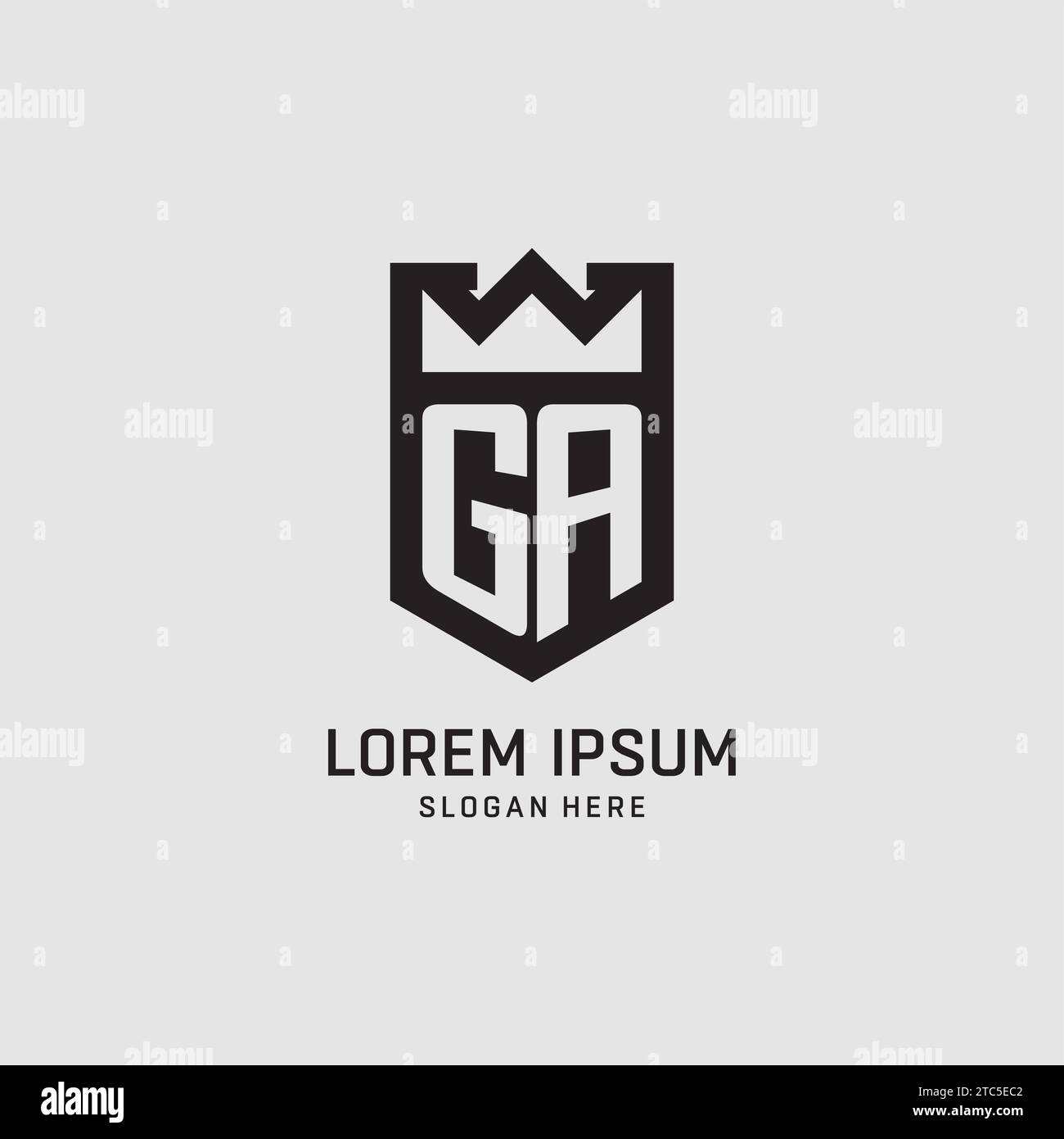 Initial GA logo shield shape, creative esport logo design vector graphic Stock Vector