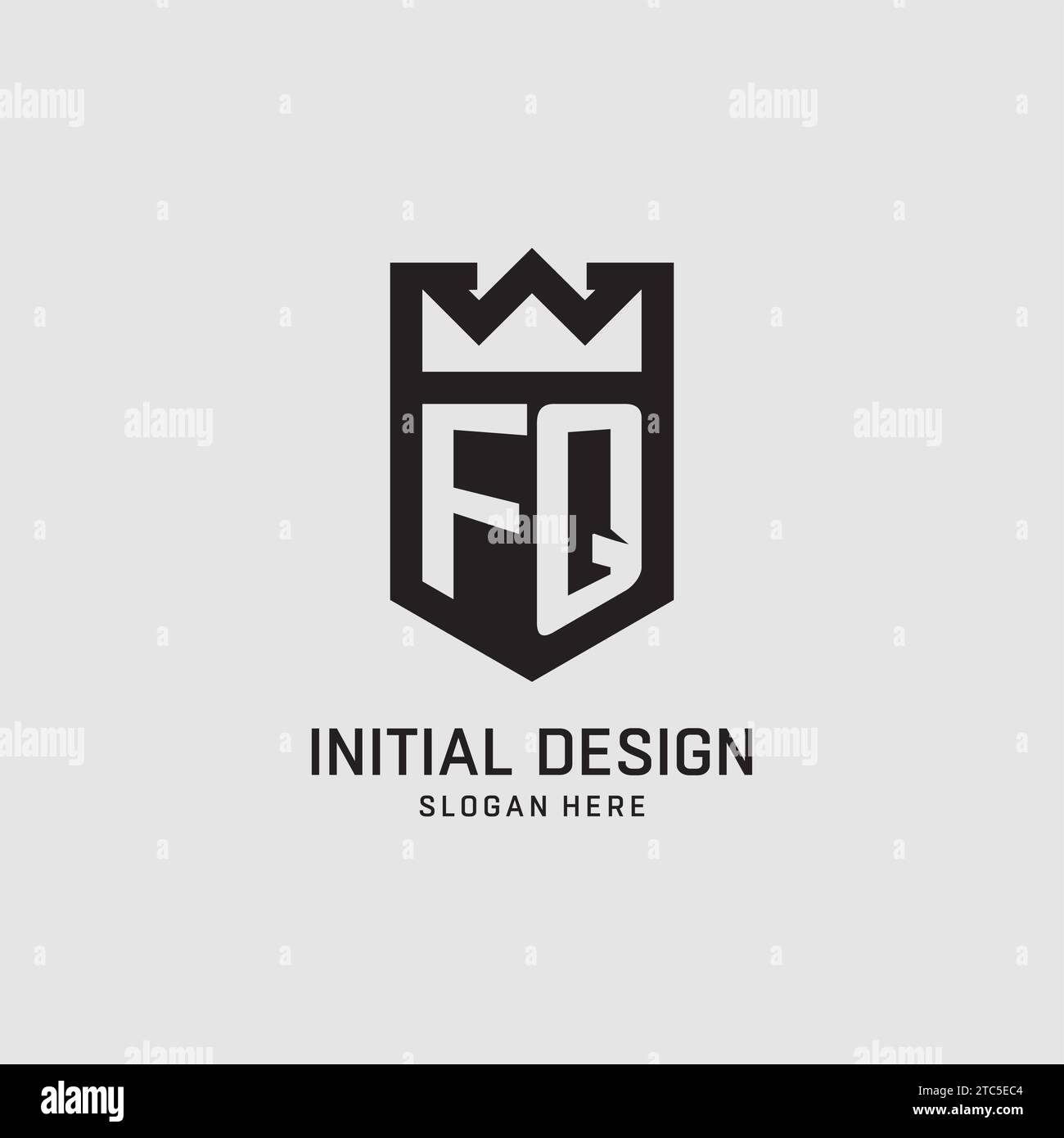 Initial FQ logo shield shape, creative esport logo design vector graphic Stock Vector