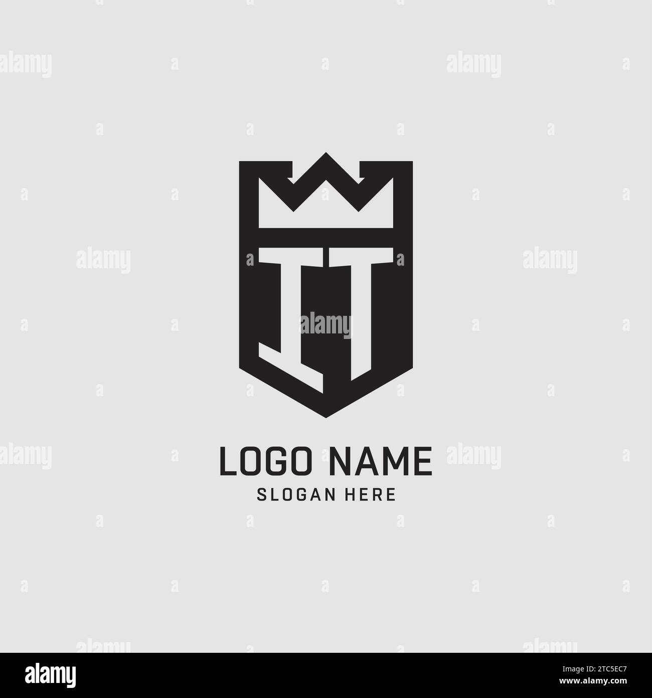Initial IT logo shield shape, creative esport logo design vector graphic Stock Vector