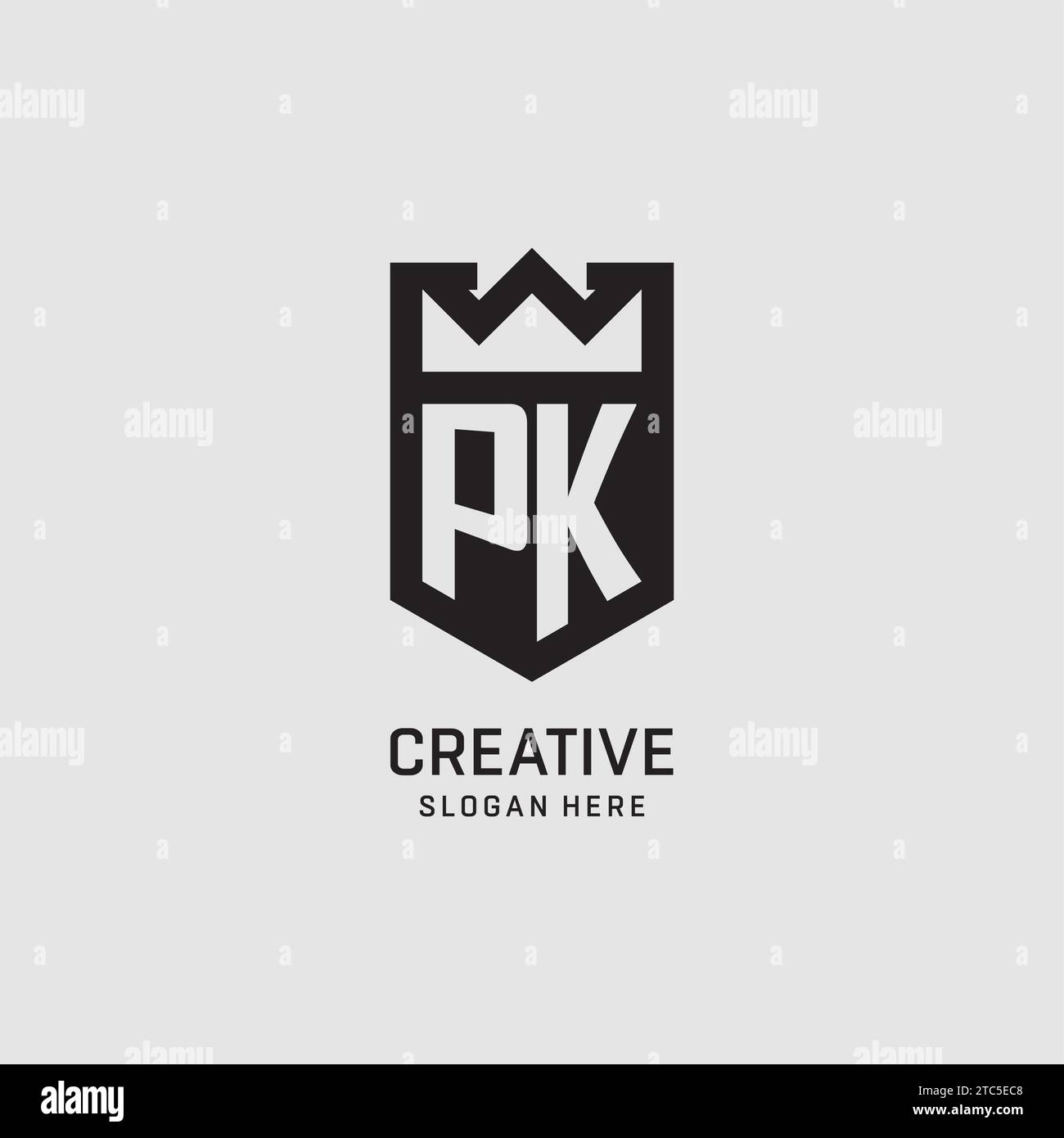 Initial PK logo shield shape, creative esport logo design vector graphic Stock Vector