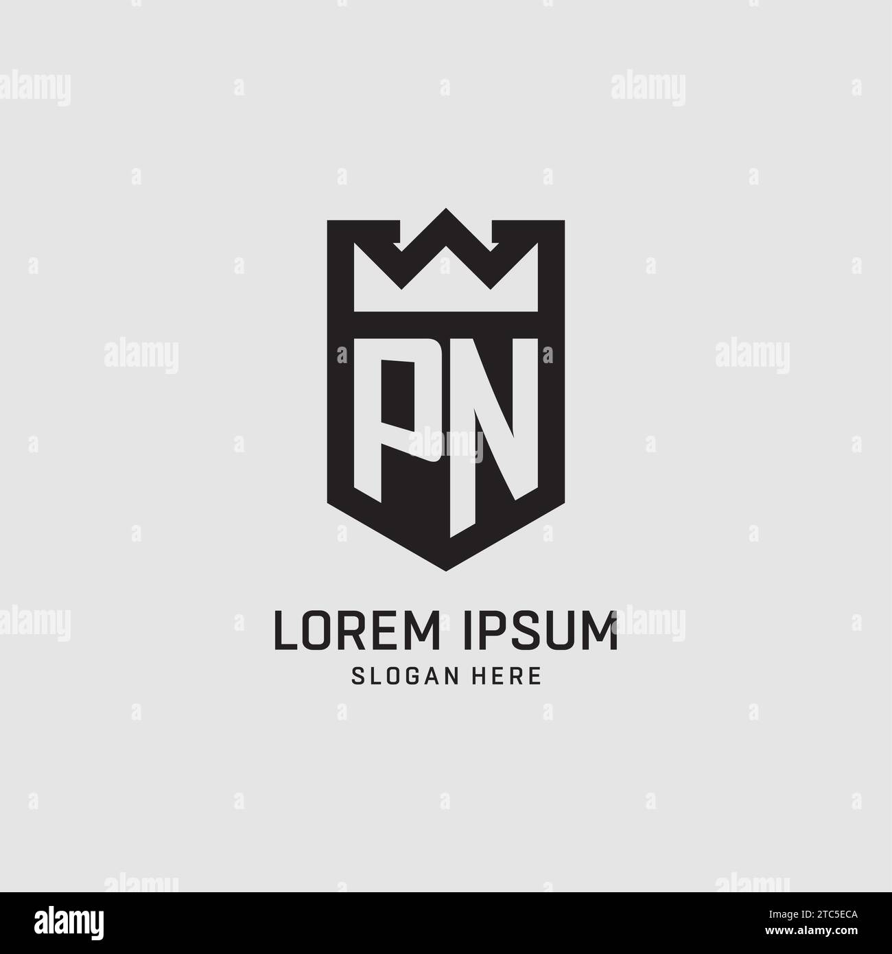 Initial PN logo shield shape, creative esport logo design vector graphic Stock Vector