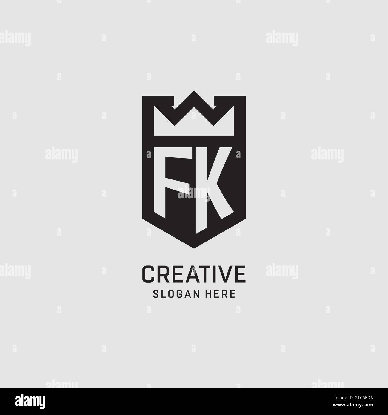 Initial FK logo shield shape, creative esport logo design vector graphic Stock Vector
