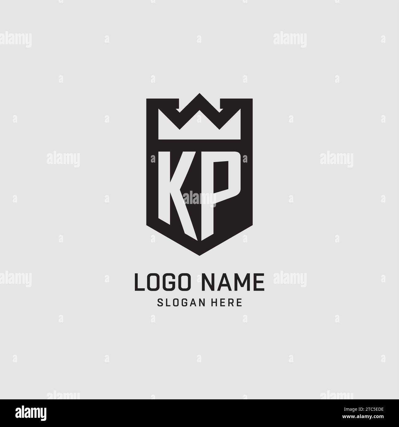 Initial KP logo shield shape, creative esport logo design vector graphic Stock Vector