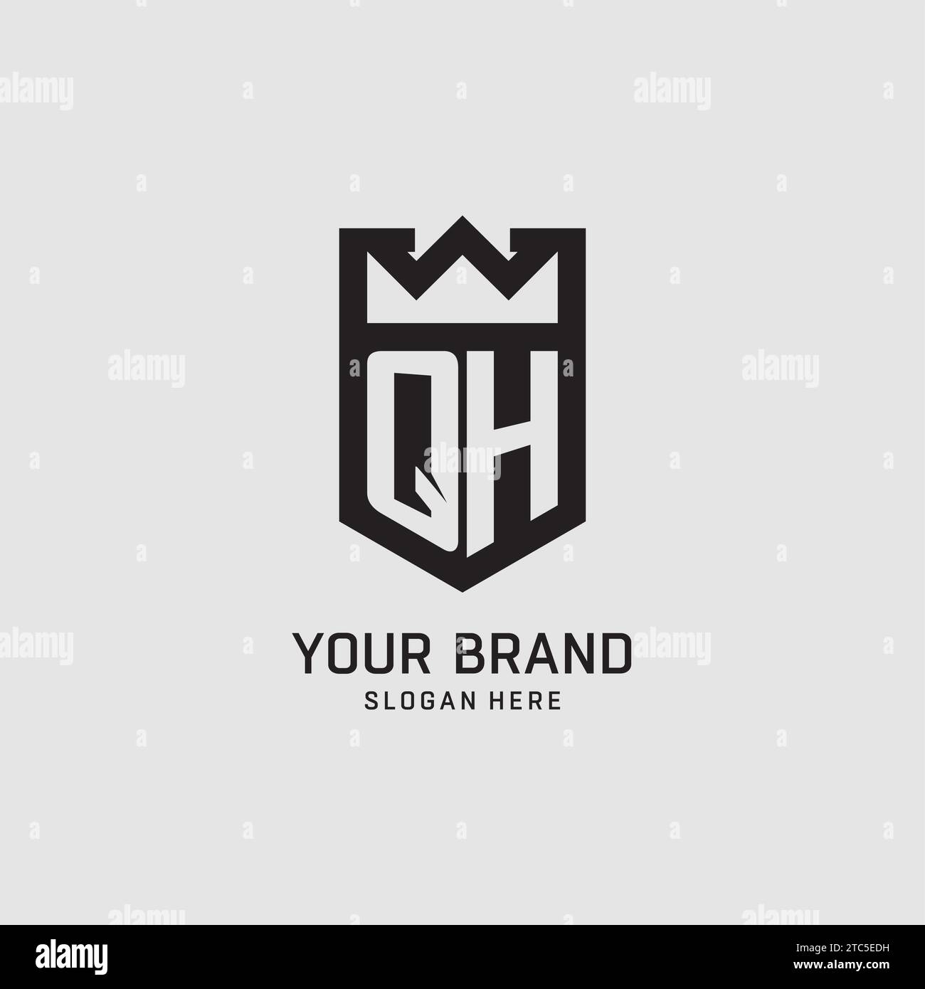 Initial QH logo shield shape, creative esport logo design vector graphic Stock Vector
