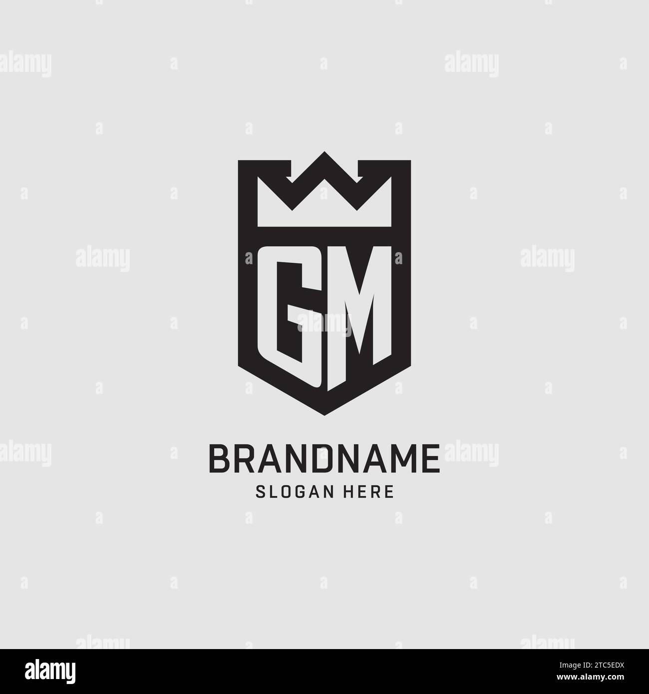 Initial GM logo shield shape, creative esport logo design vector graphic Stock Vector