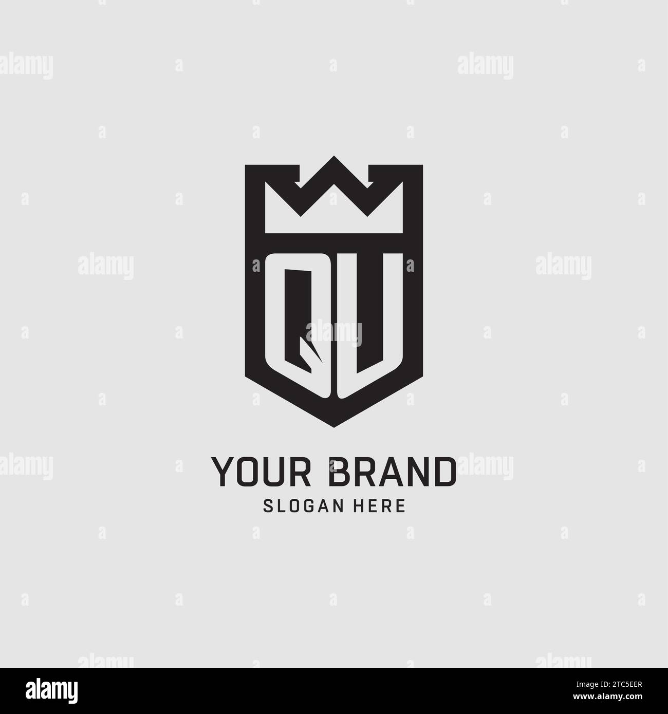Initial QU logo shield shape, creative esport logo design vector graphic Stock Vector