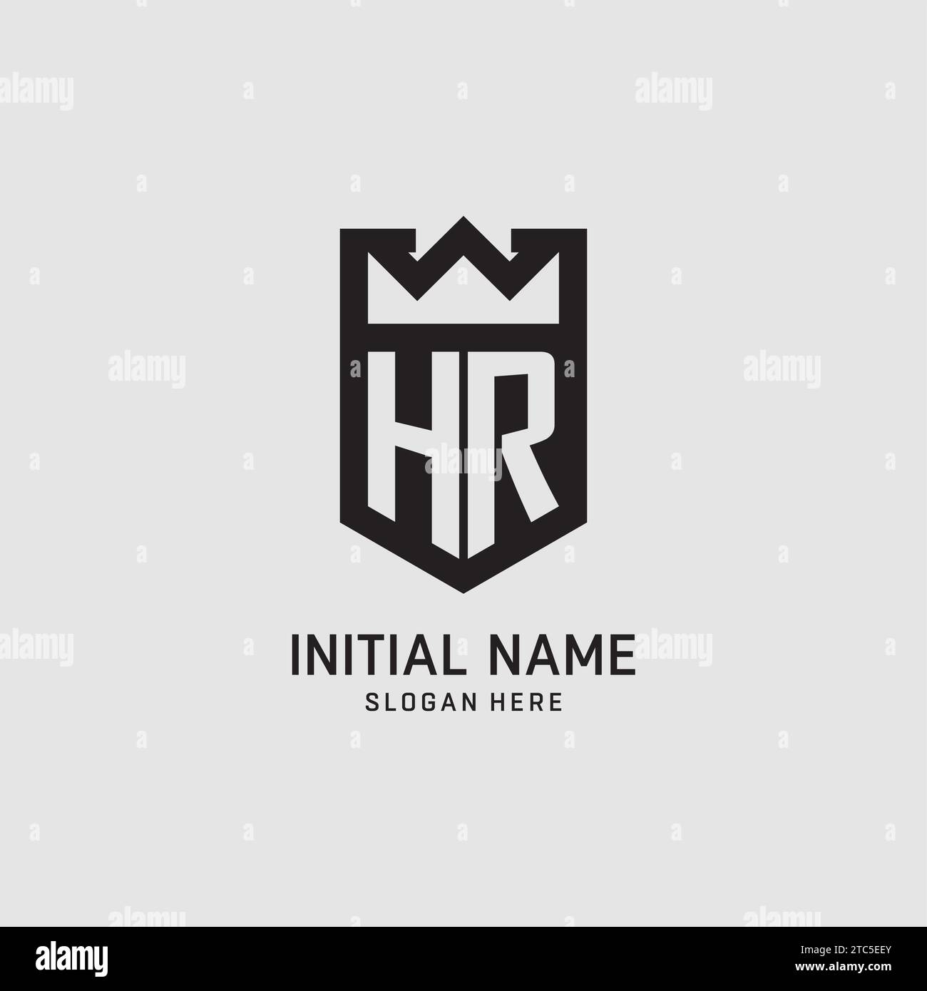 Initial HR logo shield shape, creative esport logo design vector graphic Stock Vector