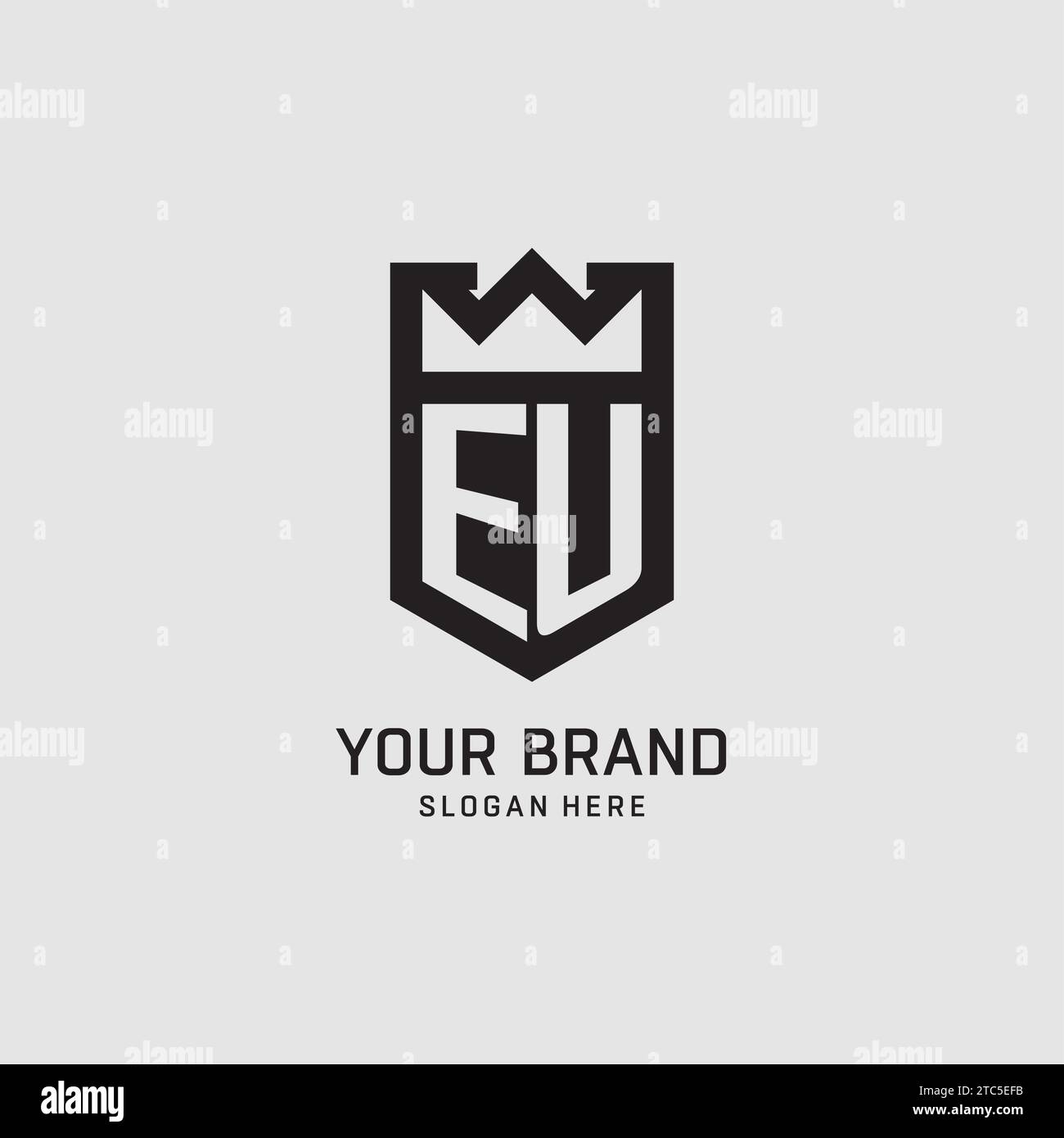 Initial EU logo shield shape, creative esport logo design vector graphic Stock Vector