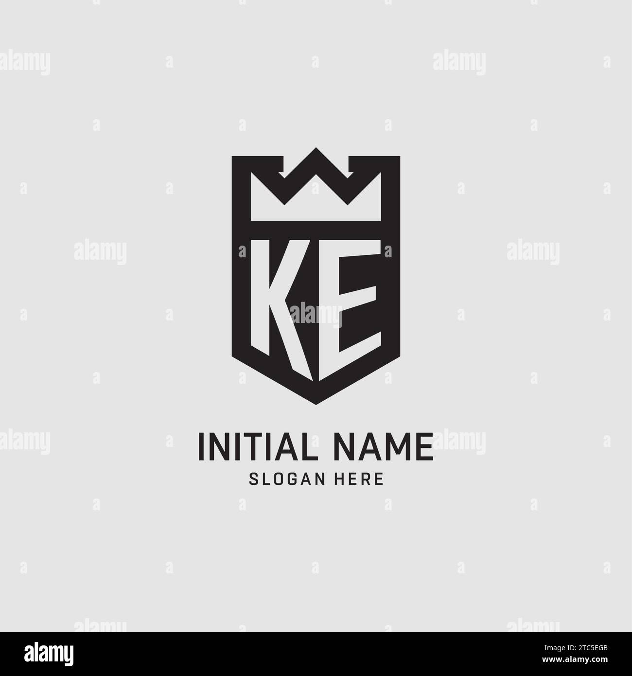 Initial KE logo shield shape, creative esport logo design vector graphic Stock Vector