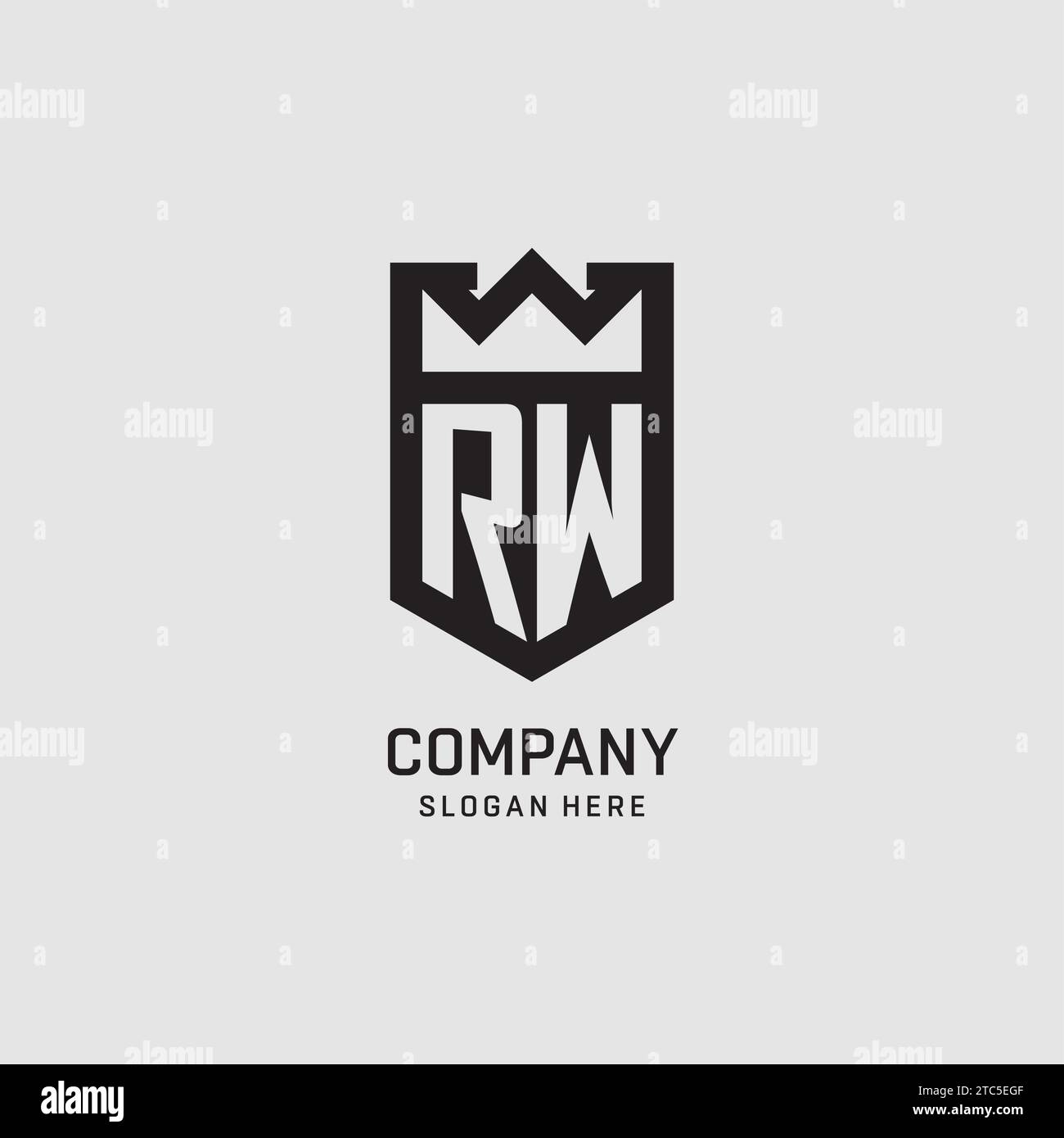 Initial RW logo shield shape, creative esport logo design vector graphic Stock Vector