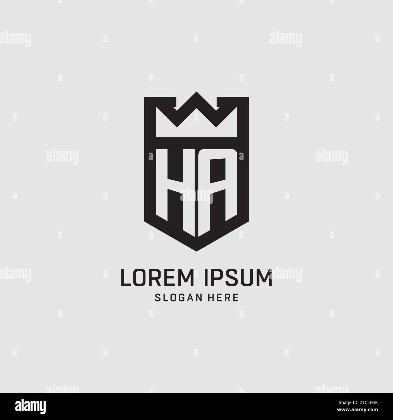 Initial HA logo shield shape, creative esport logo design vector graphic Stock Vector