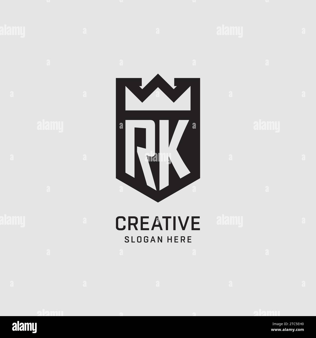 Initial RK logo shield shape, creative esport logo design vector graphic Stock Vector