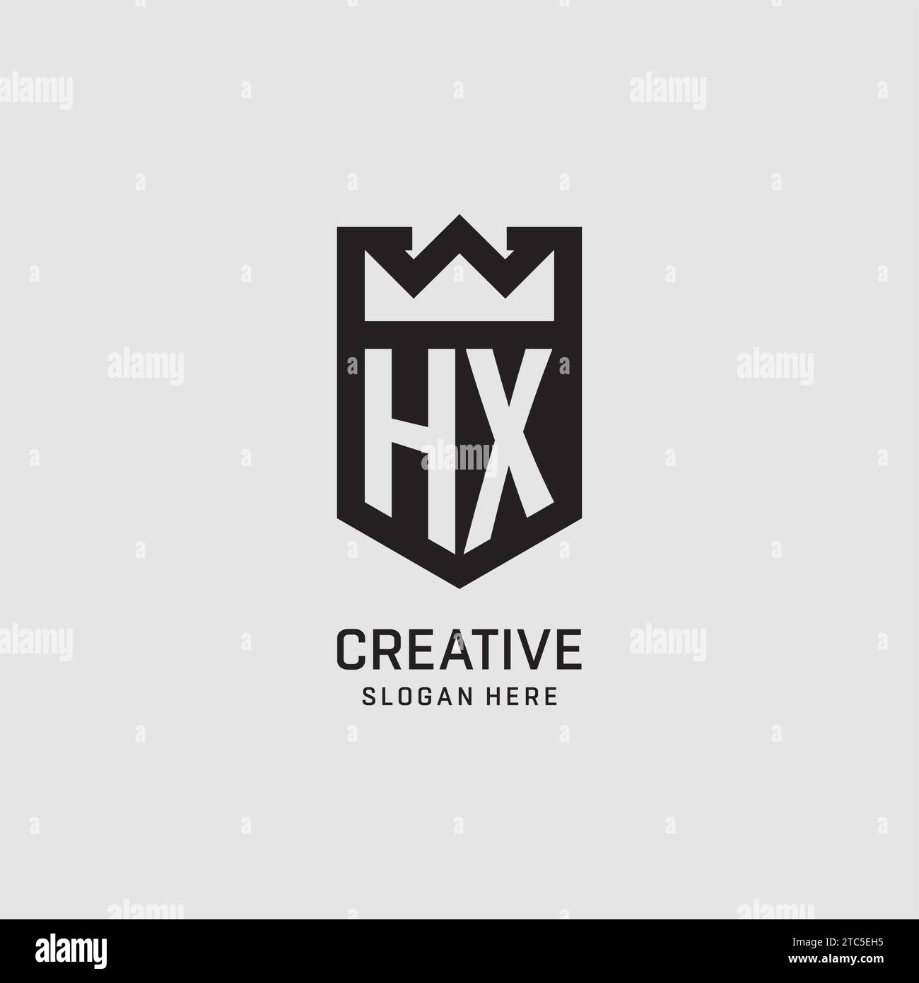 Initial HX logo shield shape, creative esport logo design vector graphic Stock Vector