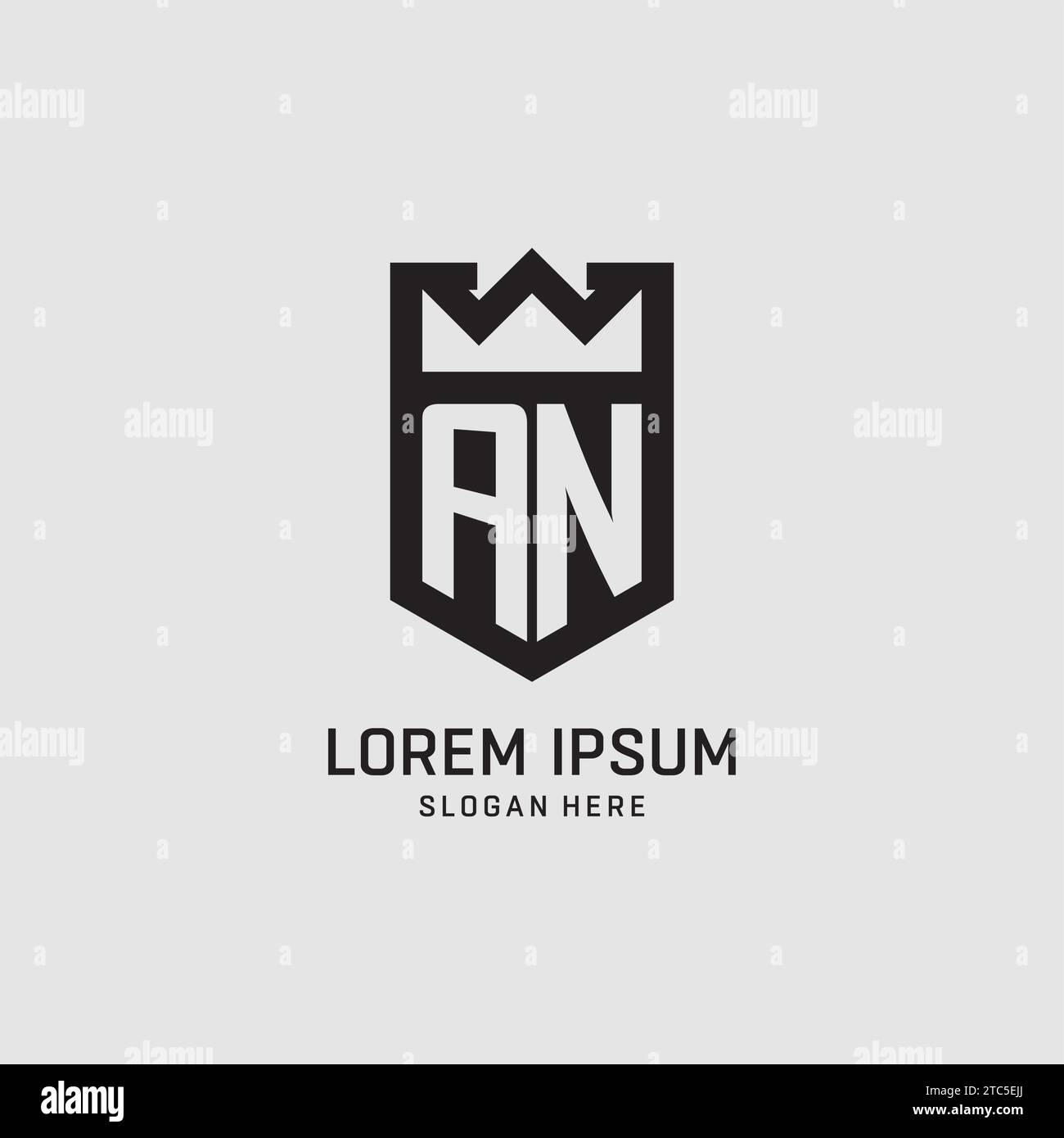 Initial AN logo shield shape, creative esport logo design vector graphic Stock Vector