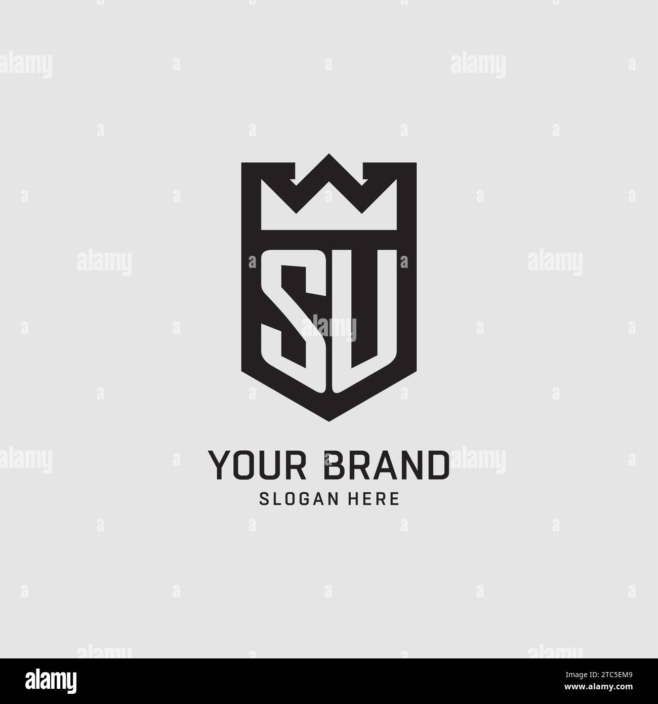 Initial SU logo shield shape, creative esport logo design vector graphic Stock Vector