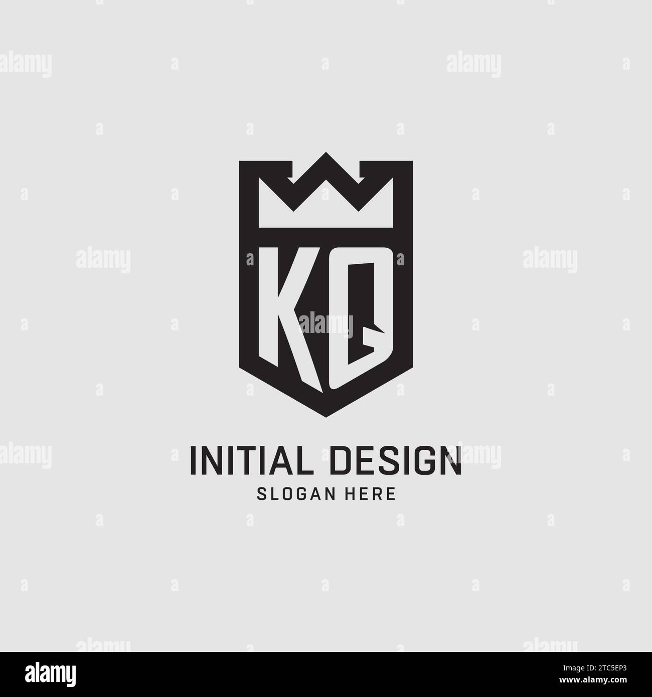 Initial KQ logo shield shape, creative esport logo design vector graphic Stock Vector