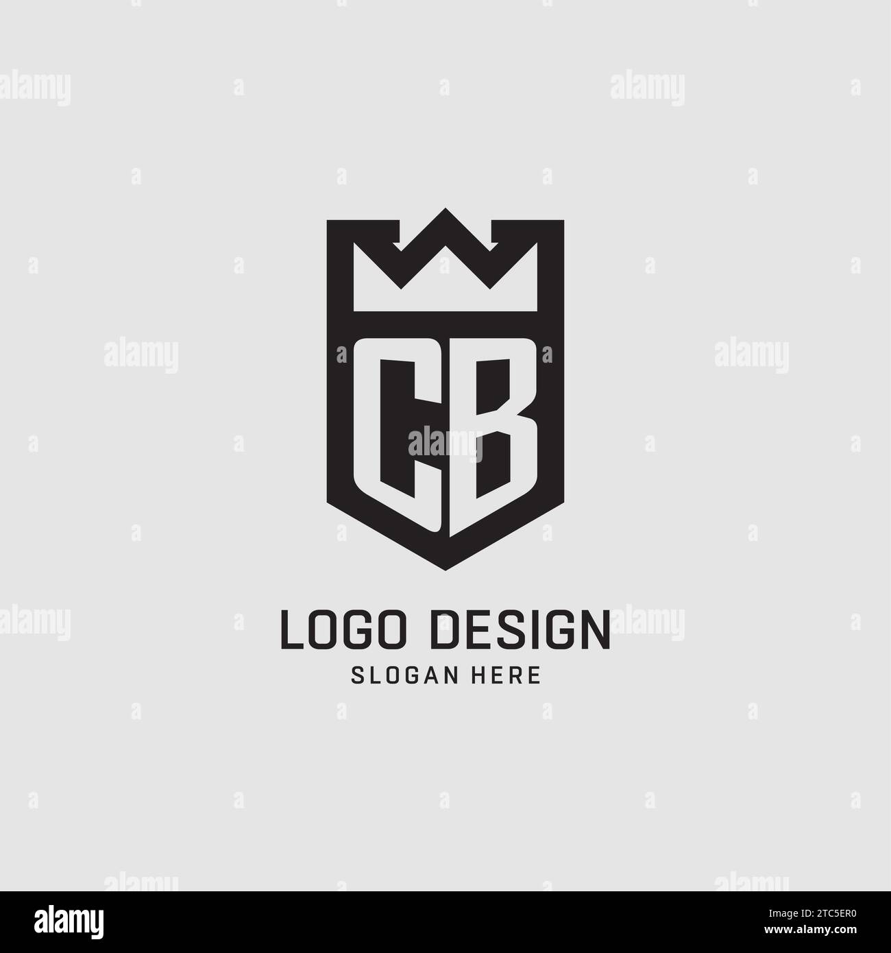 Initial CB logo shield shape, creative esport logo design vector graphic Stock Vector