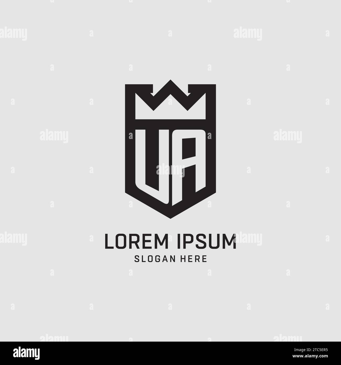 Initial UA logo shield shape, creative esport logo design vector graphic Stock Vector
