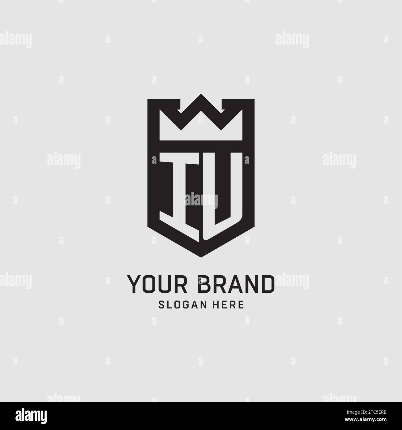Initial IU logo shield shape, creative esport logo design vector graphic Stock Vector