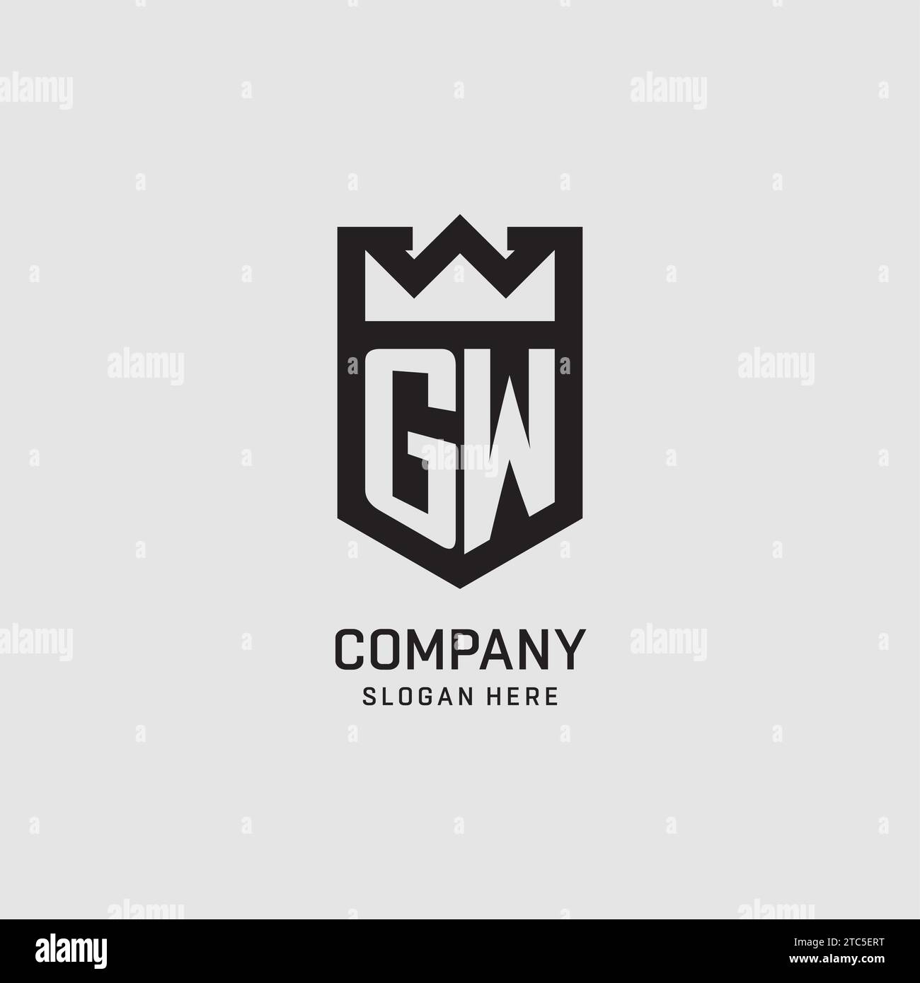 Initial GW logo shield shape, creative esport logo design vector graphic Stock Vector