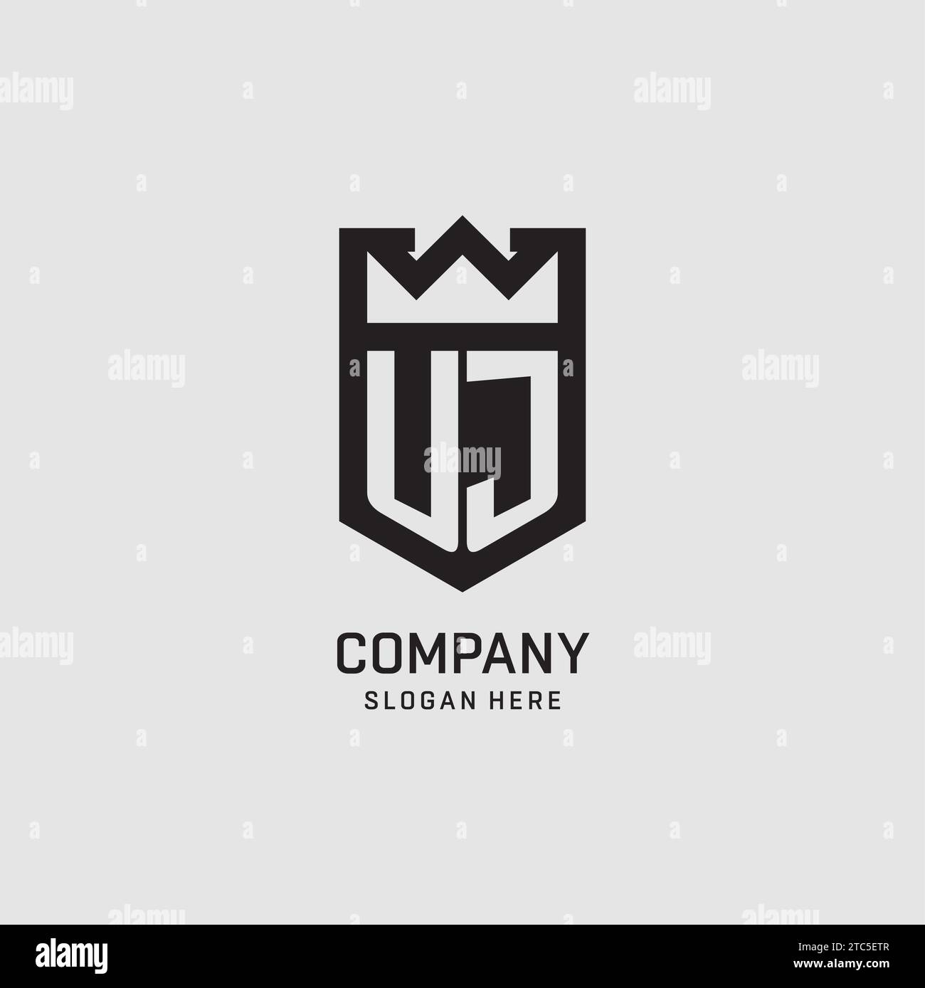 Initial UJ logo shield shape, creative esport logo design vector graphic Stock Vector