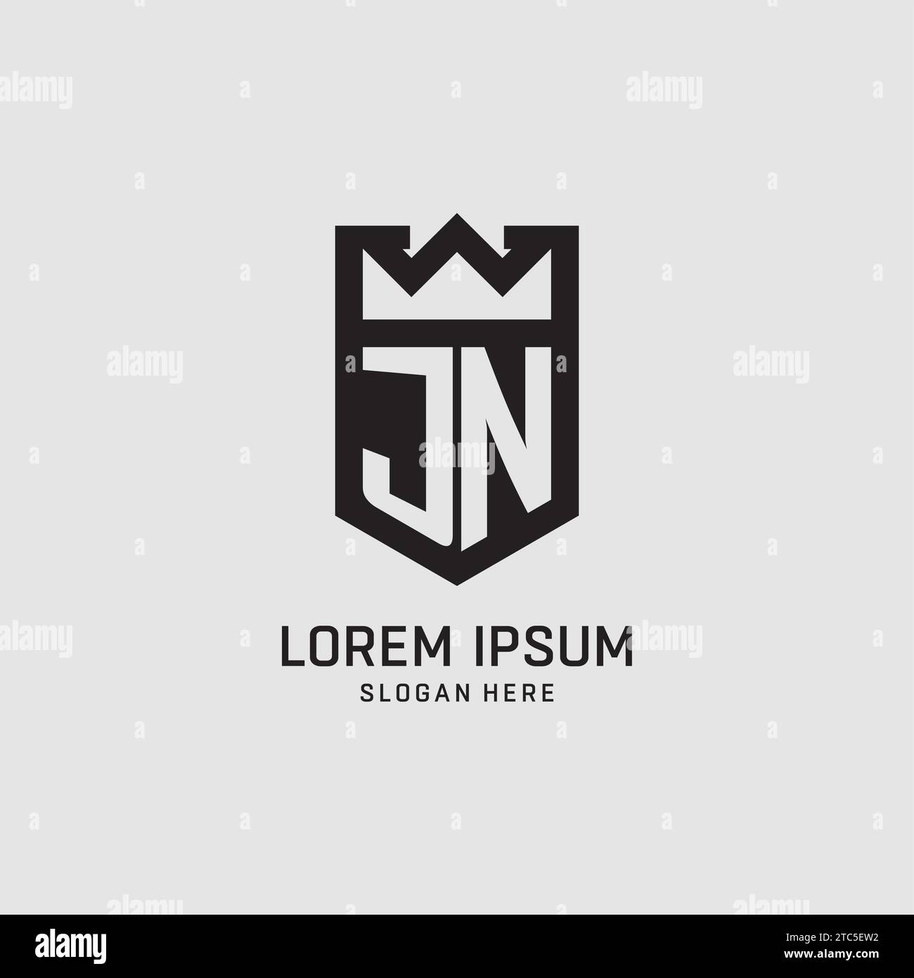Initial JN logo shield shape, creative esport logo design vector graphic Stock Vector