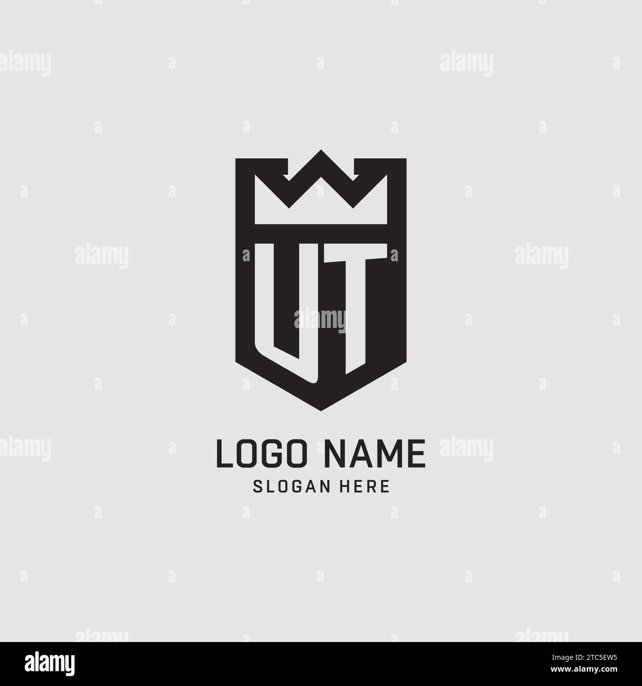 Initial UT logo shield shape, creative esport logo design vector graphic Stock Vector