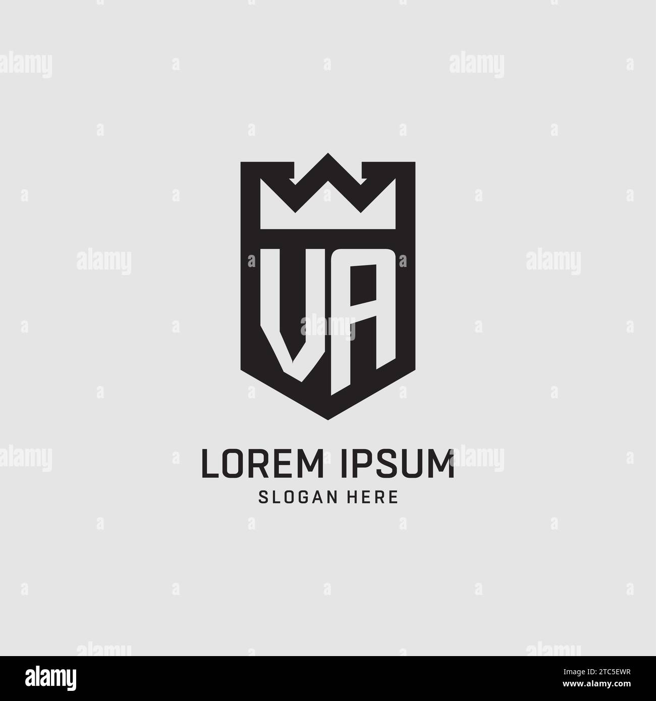 Initial VA logo shield shape, creative esport logo design vector graphic Stock Vector