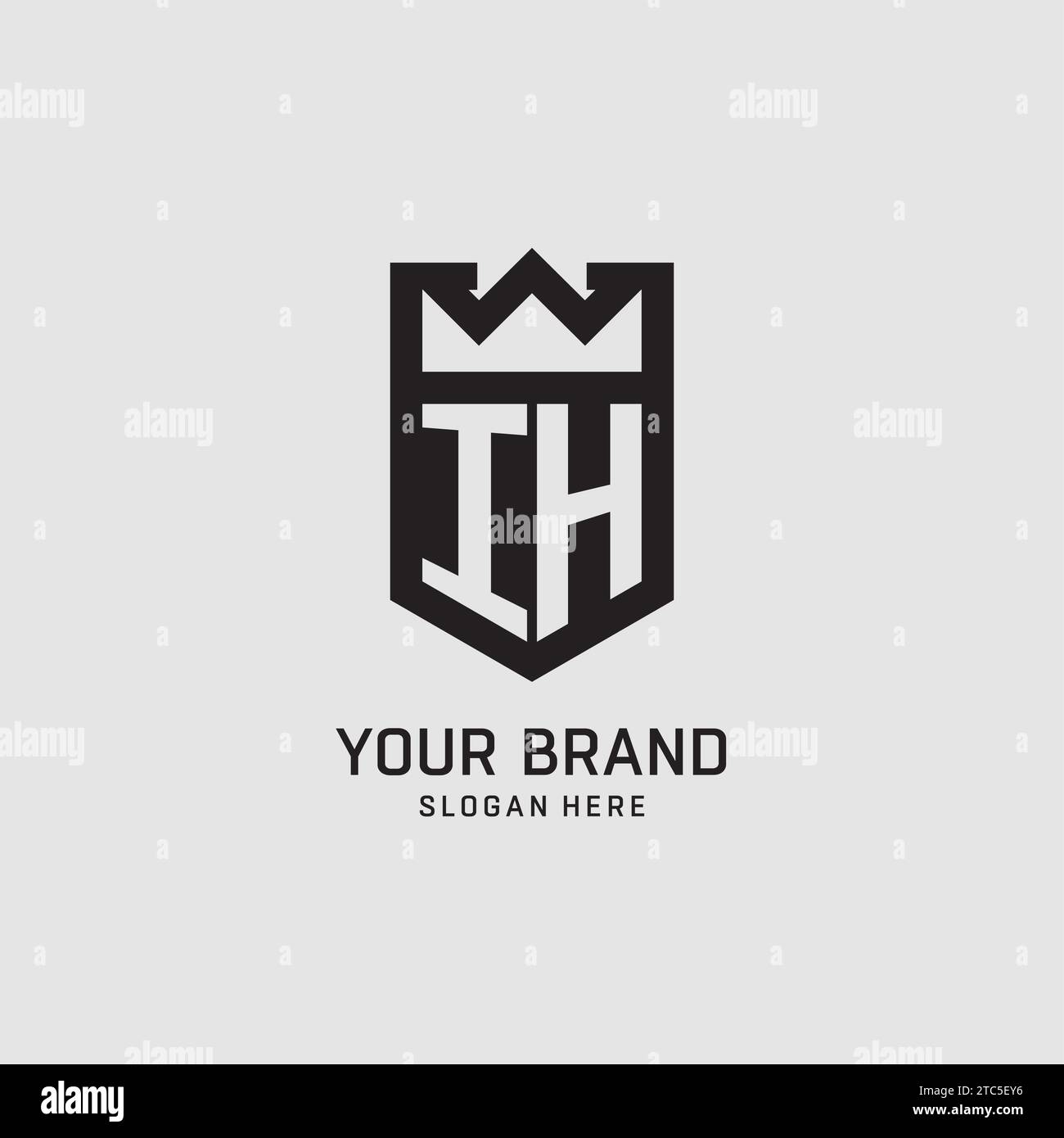 Initial IH logo shield shape, creative esport logo design vector graphic Stock Vector