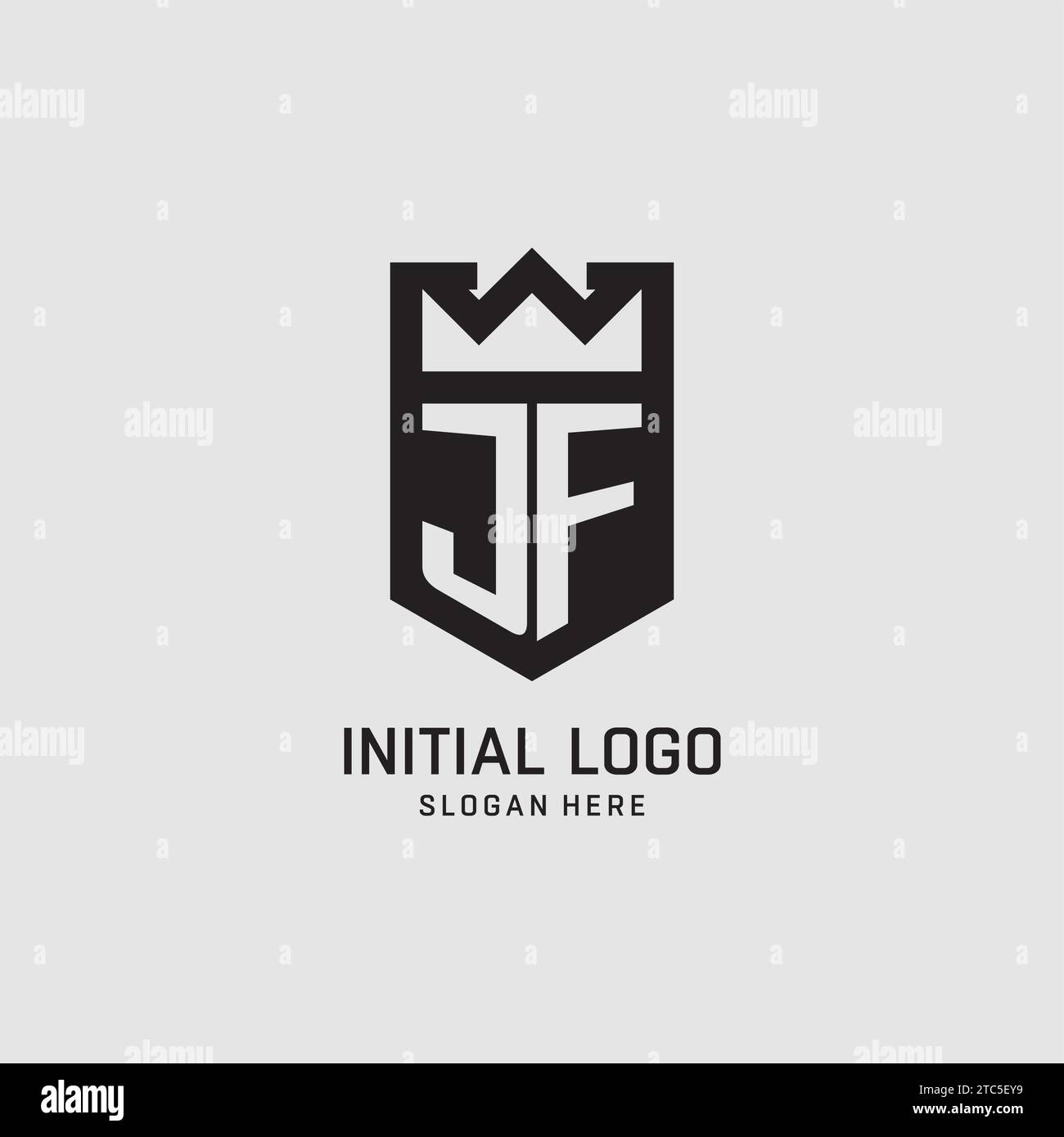 Initial JF logo shield shape, creative esport logo design vector graphic Stock Vector