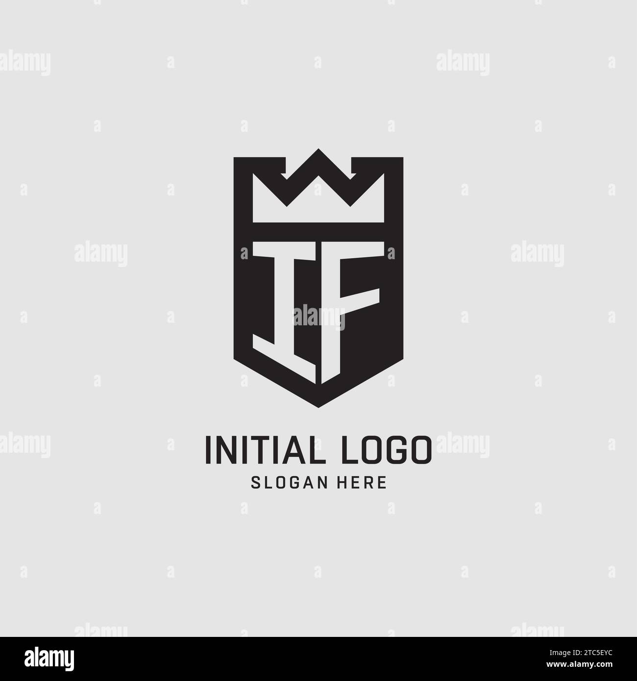 Initial IF logo shield shape, creative esport logo design vector graphic Stock Vector