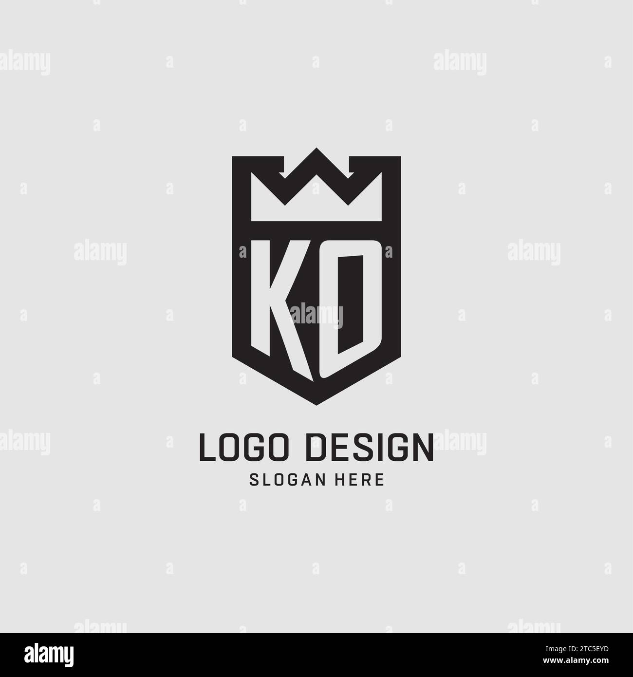 Initial KO logo shield shape, creative esport logo design vector graphic Stock Vector